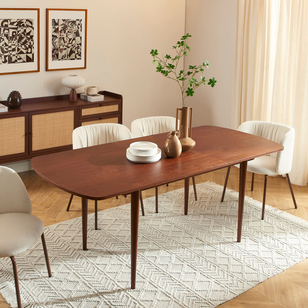 LEON Wood Veneer Extendable Dining Table – Walnut