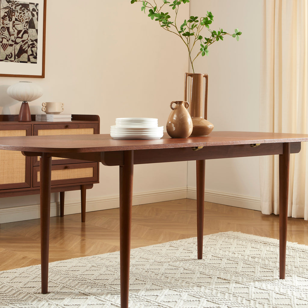 LEON Wood Veneer Extendable Dining Table – Walnut