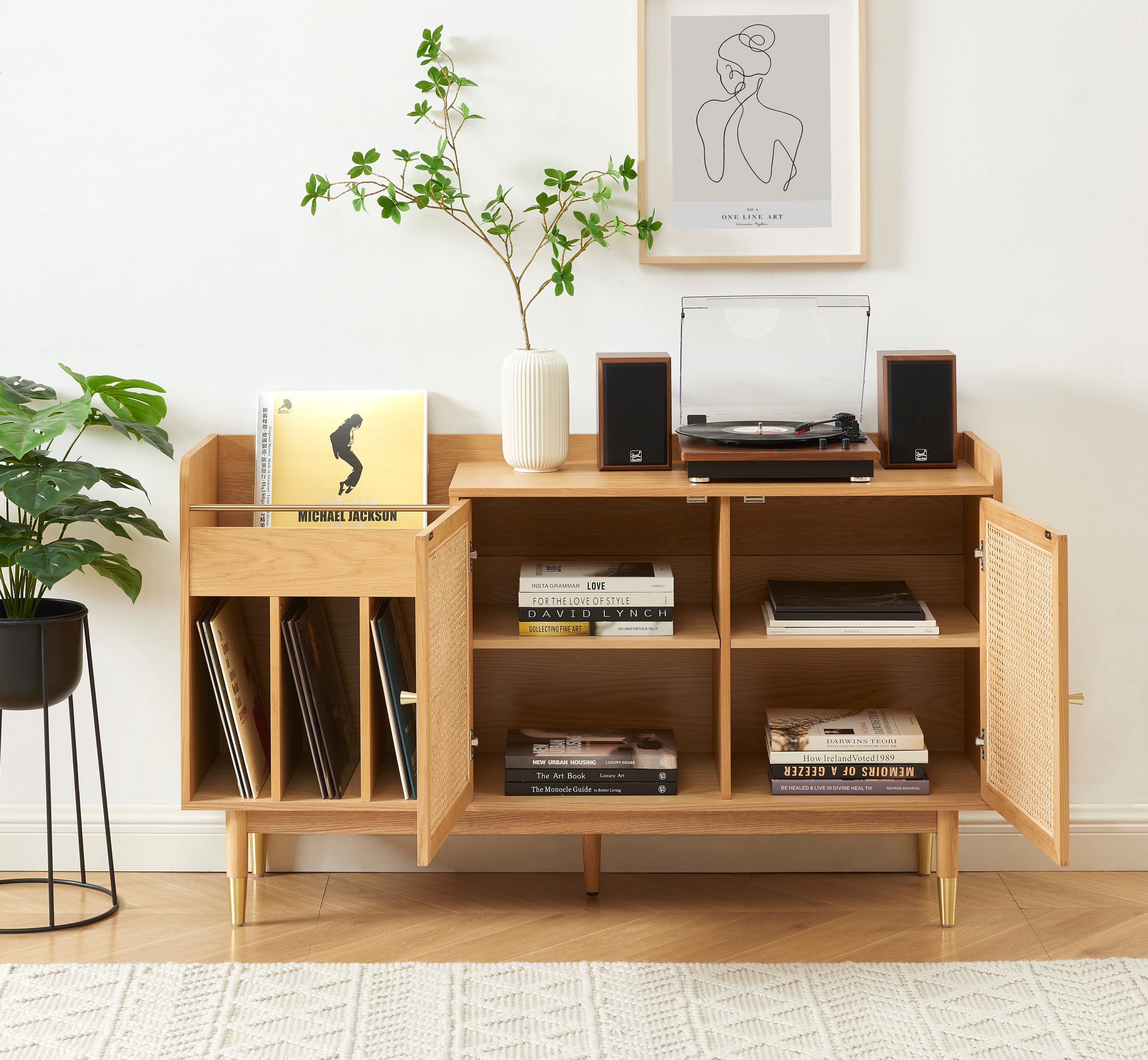 LEON Wood Veneer Vinyl Cabinet