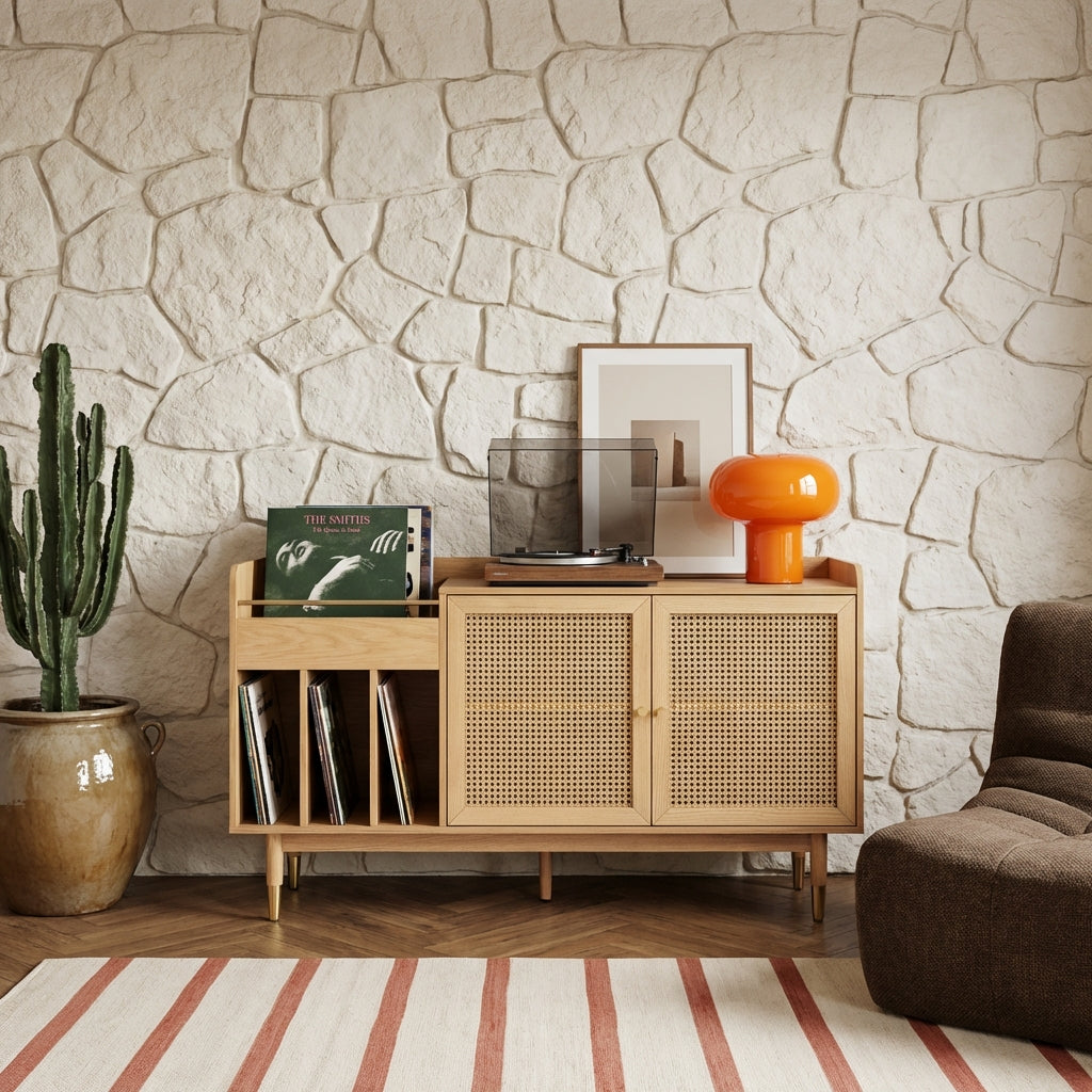 LEON Wood Veneer Vinyl Cabinet