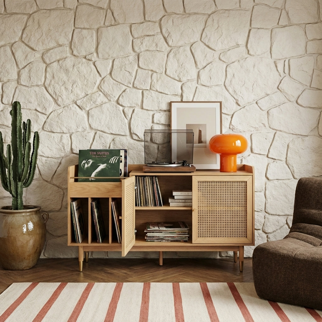 LEON Wood Veneer Vinyl Cabinet
