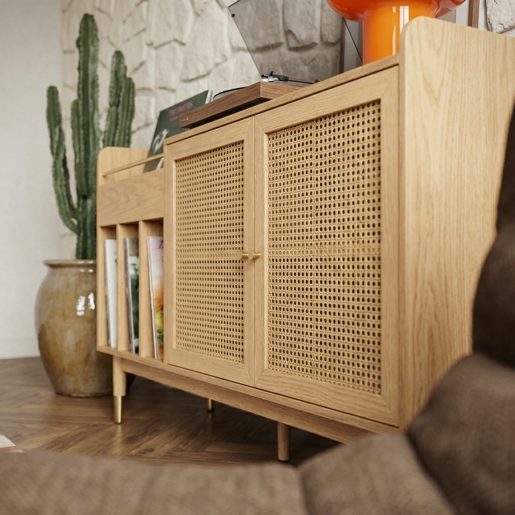 LEON Wood Veneer Vinyl Cabinet