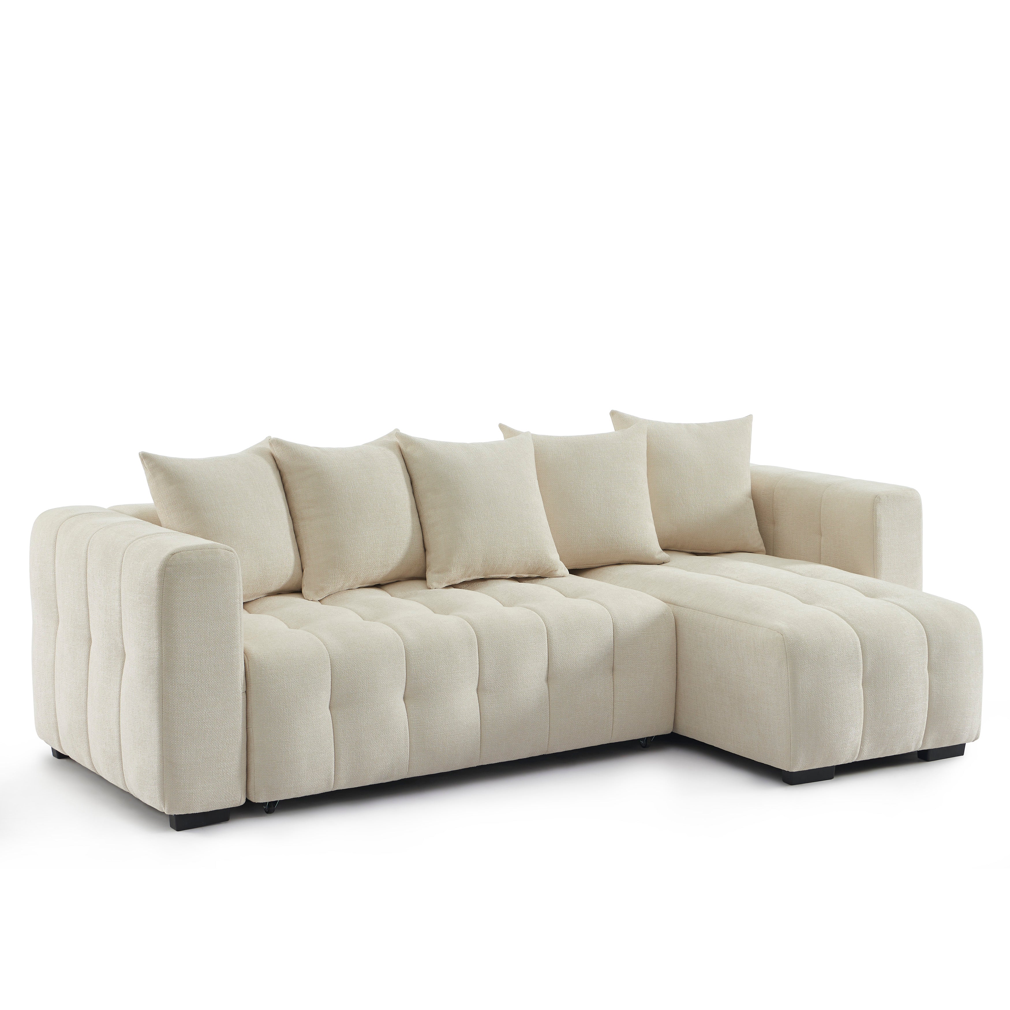 Convertible & Reversible Corner Sofa Levia 4 Seater Fabric Beige – Beige