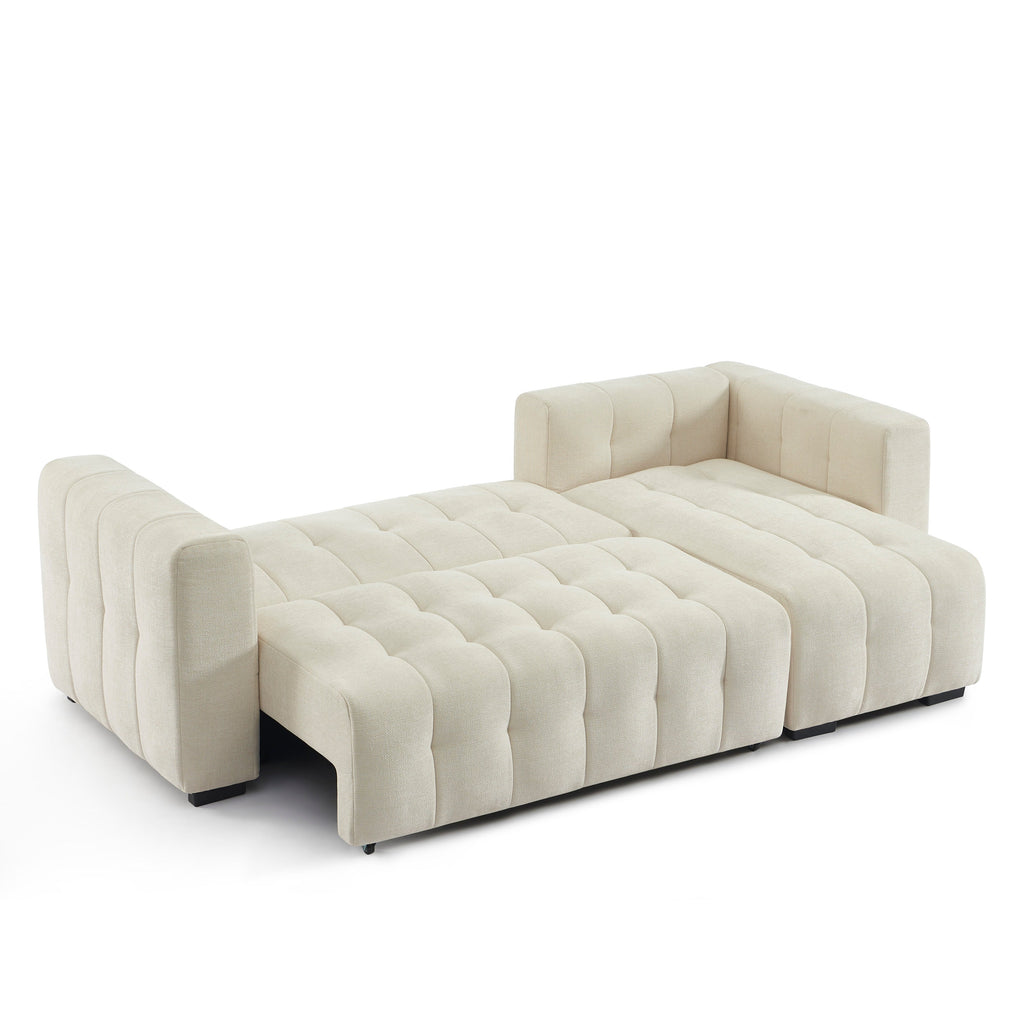 Convertible & Reversible Corner Sofa Levia 4 Seater Fabric Beige – Beige