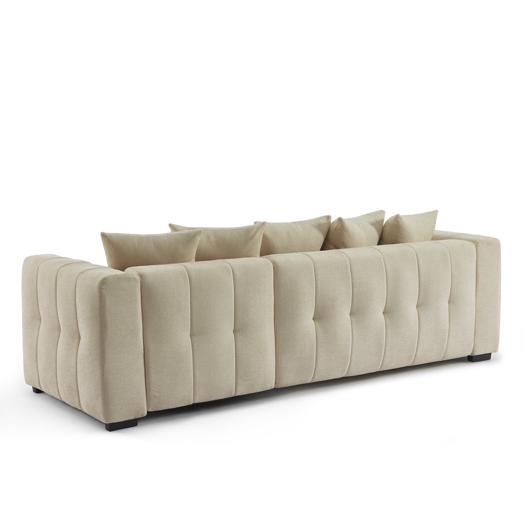 LEVIA Convertible & Reversible Sectional Sleeper Sofa – Beige Fabric 4-Seater Living Room Furniture
