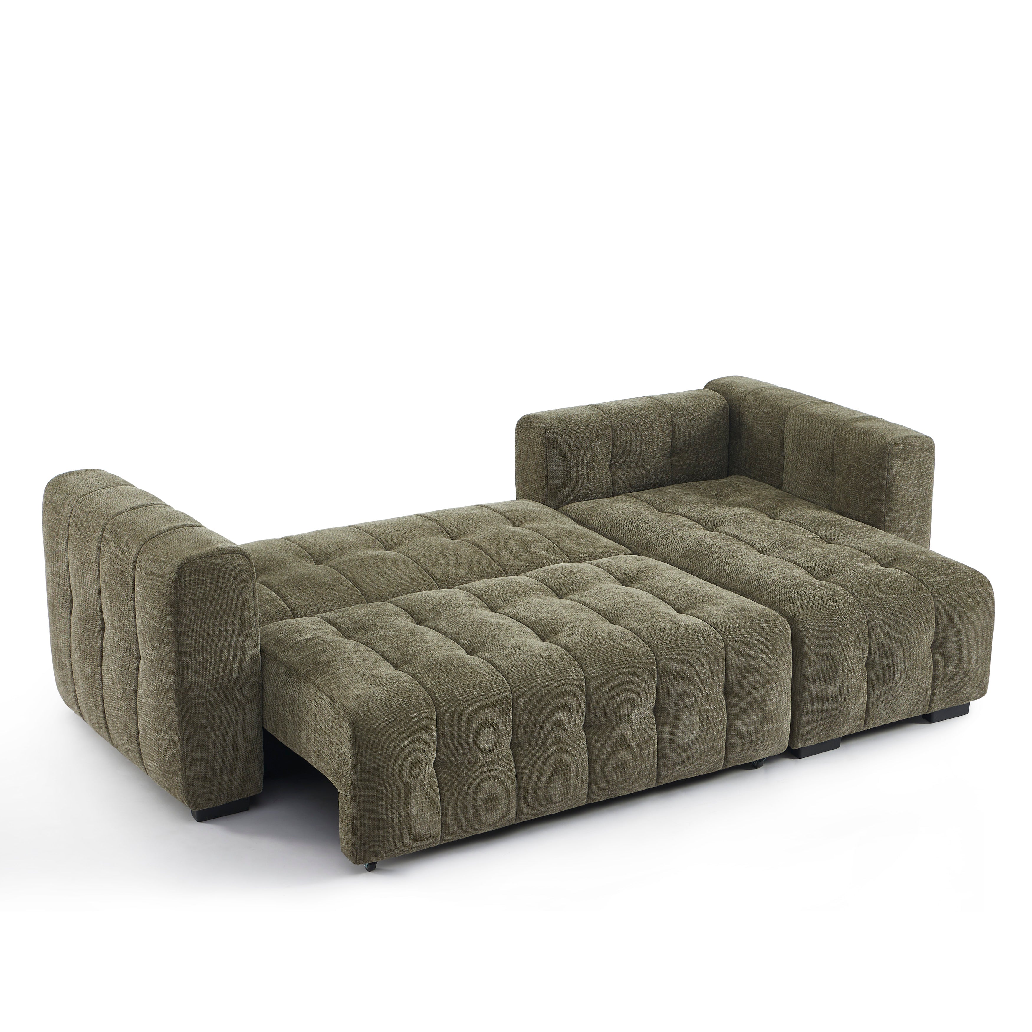 LEVIA Convertible & Reversible Sectional Sleeper Sofa – Beige Fabric 4-Seater Living Room Furniture