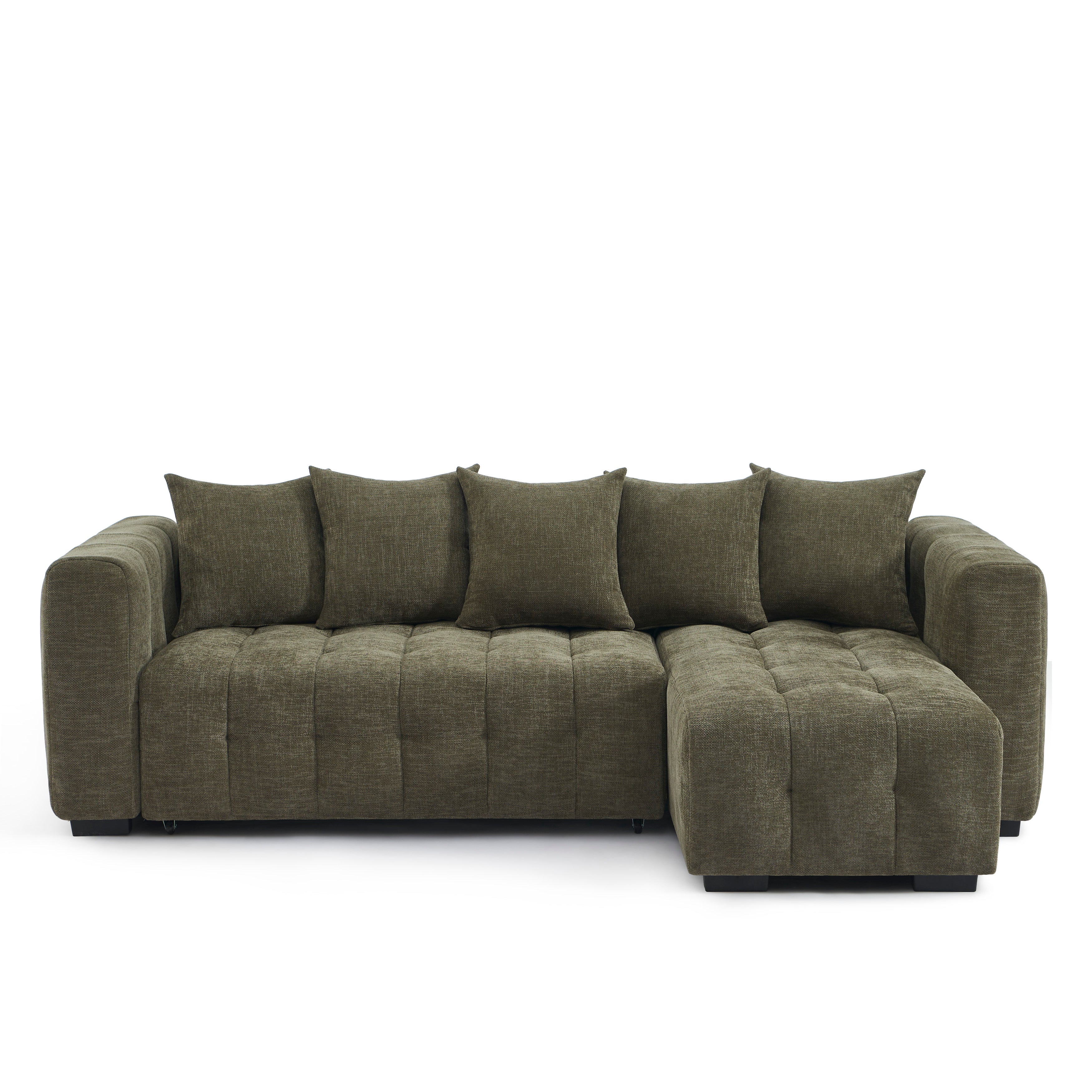 LEVIA Convertible & Reversible Sectional Sleeper Sofa – Beige Fabric 4-Seater Living Room Furniture