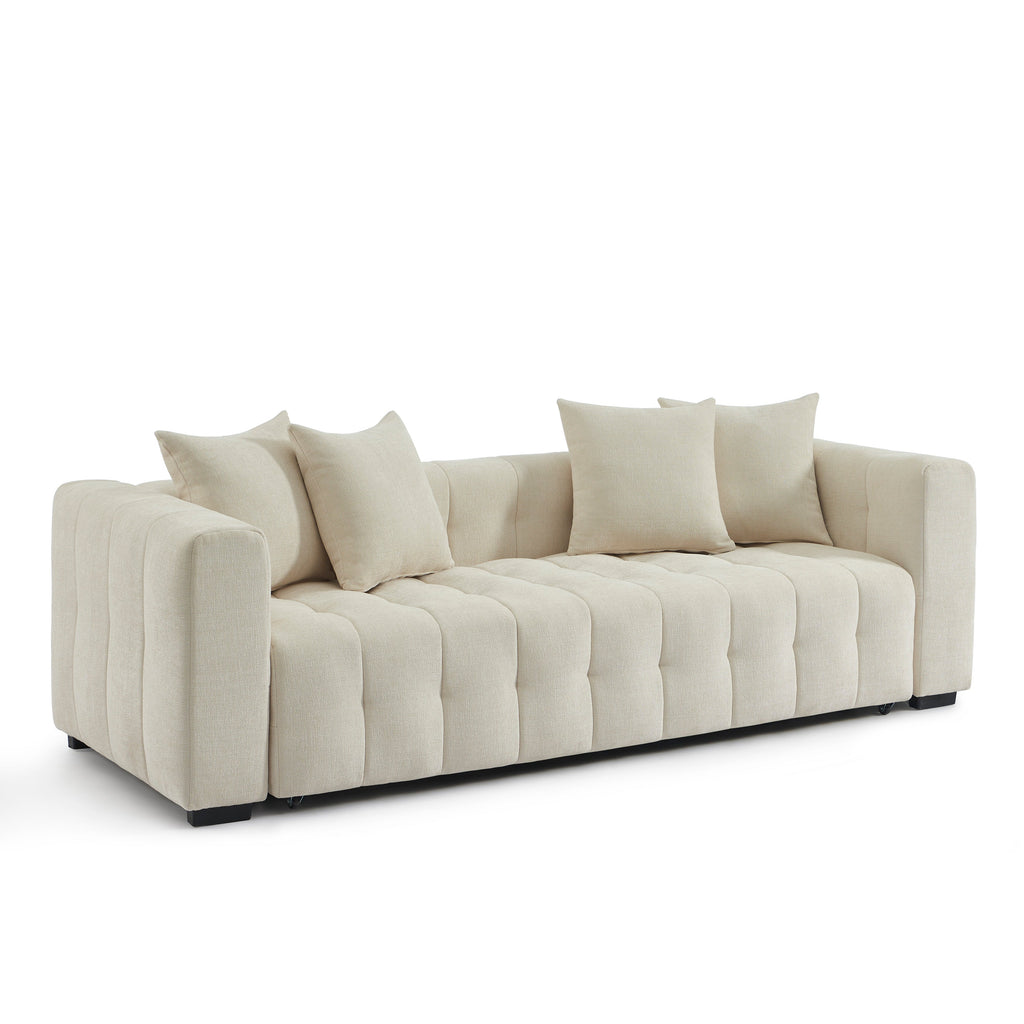 Convertible Sofa Levia 3 Seater Fabric Beige – Beige
