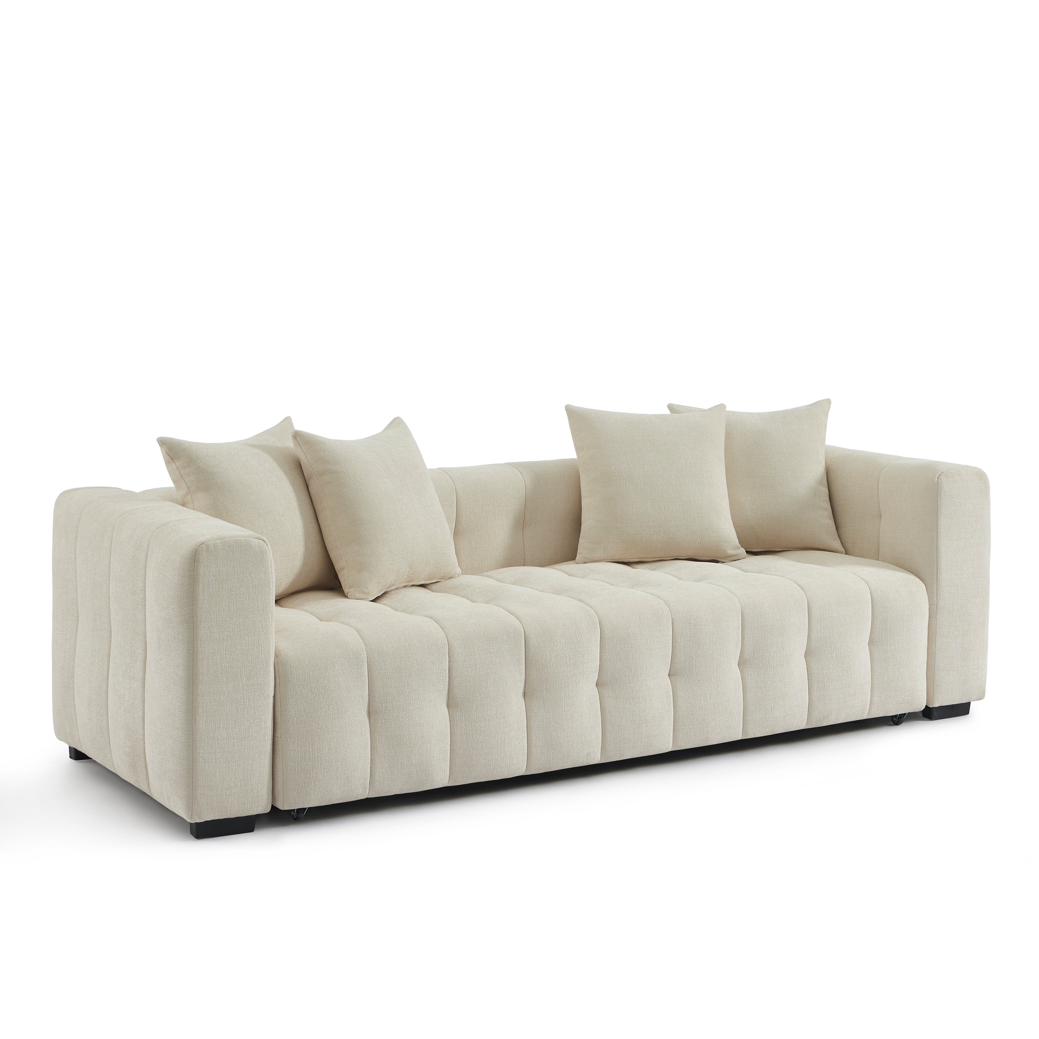 Convertible Sofa Levia 3 Seater Fabric Beige – Beige