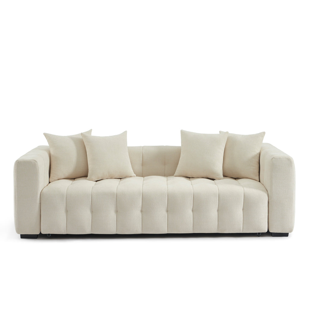Convertible Sofa Levia 3 Seater Fabric Beige – Beige