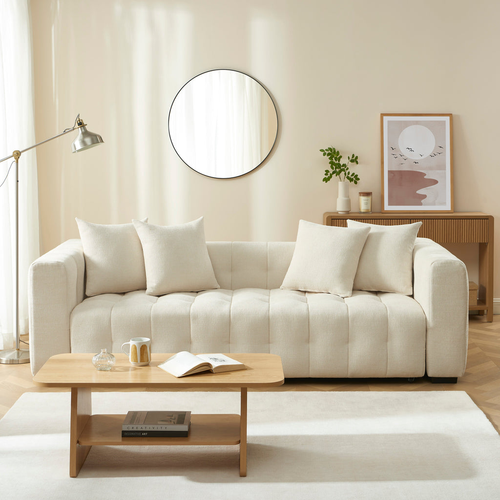 Convertible Sofa Levia 3 Seater Fabric Beige – Beige
