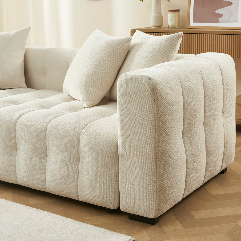 Convertible Sofa Levia 3 Seater Fabric Beige – Beige