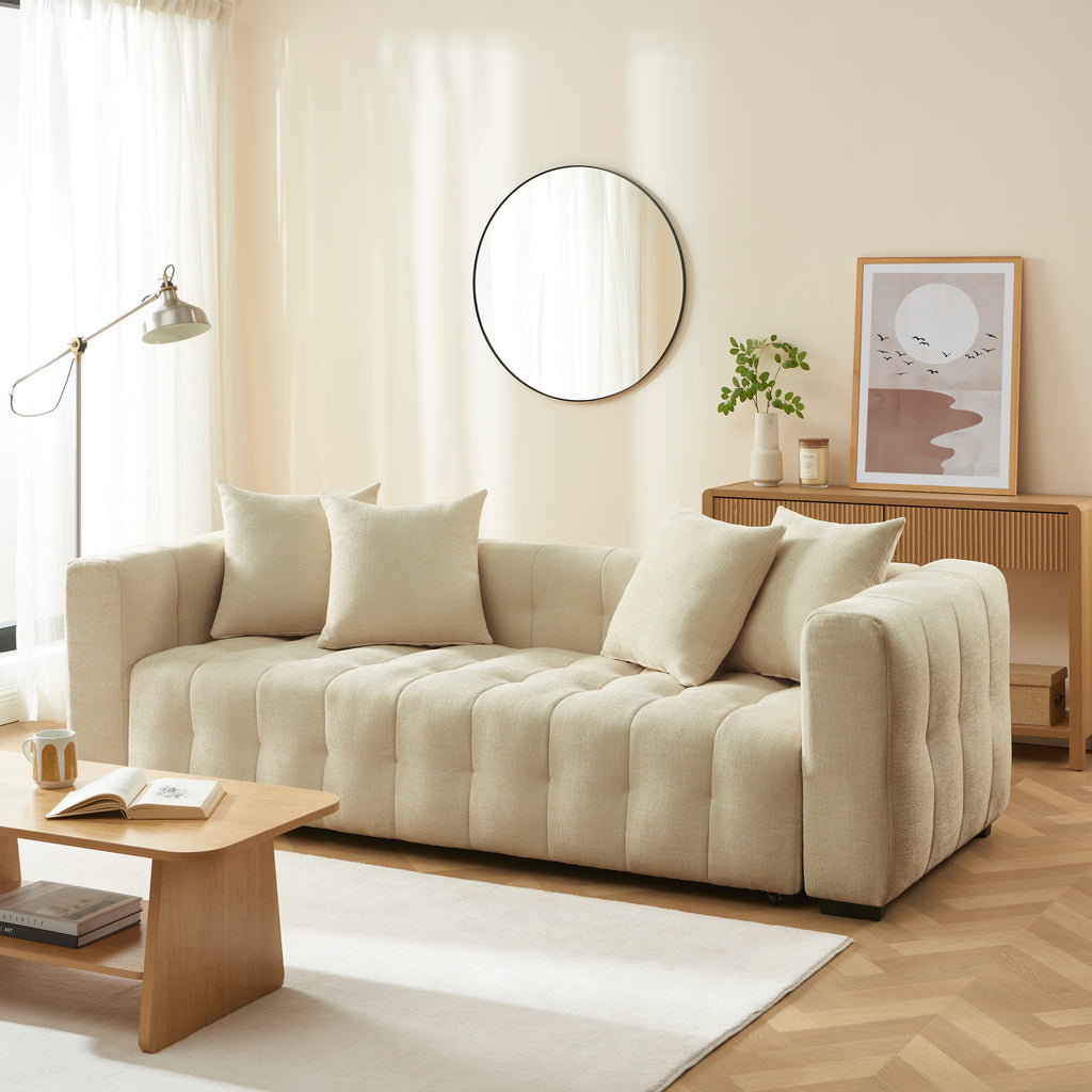 LEVIA Convertible Sleeper Sofa – Fabric 3-Seater Living Room Furniture