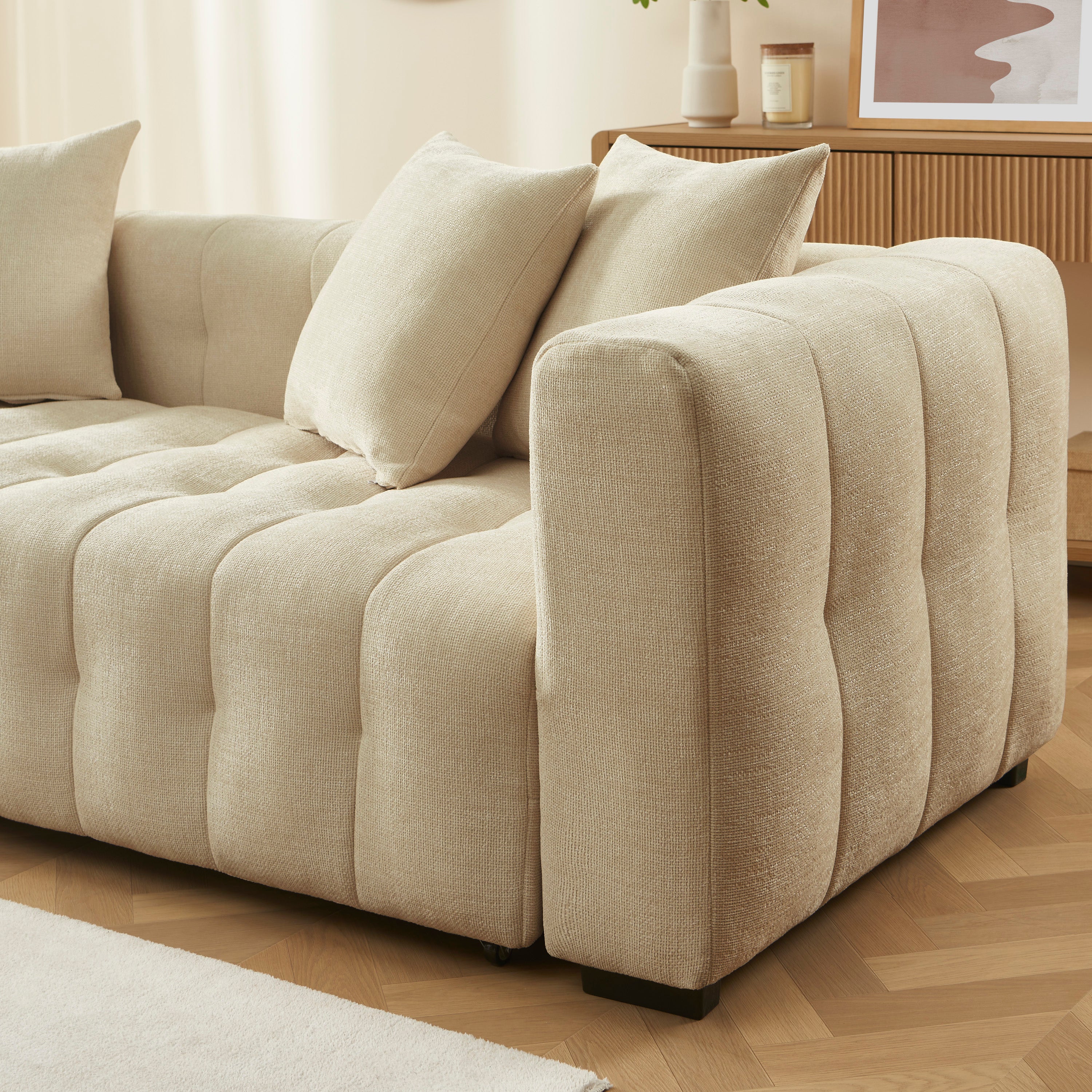 LEVIA Convertible Sleeper Sofa – Fabric 3-Seater Living Room Furniture