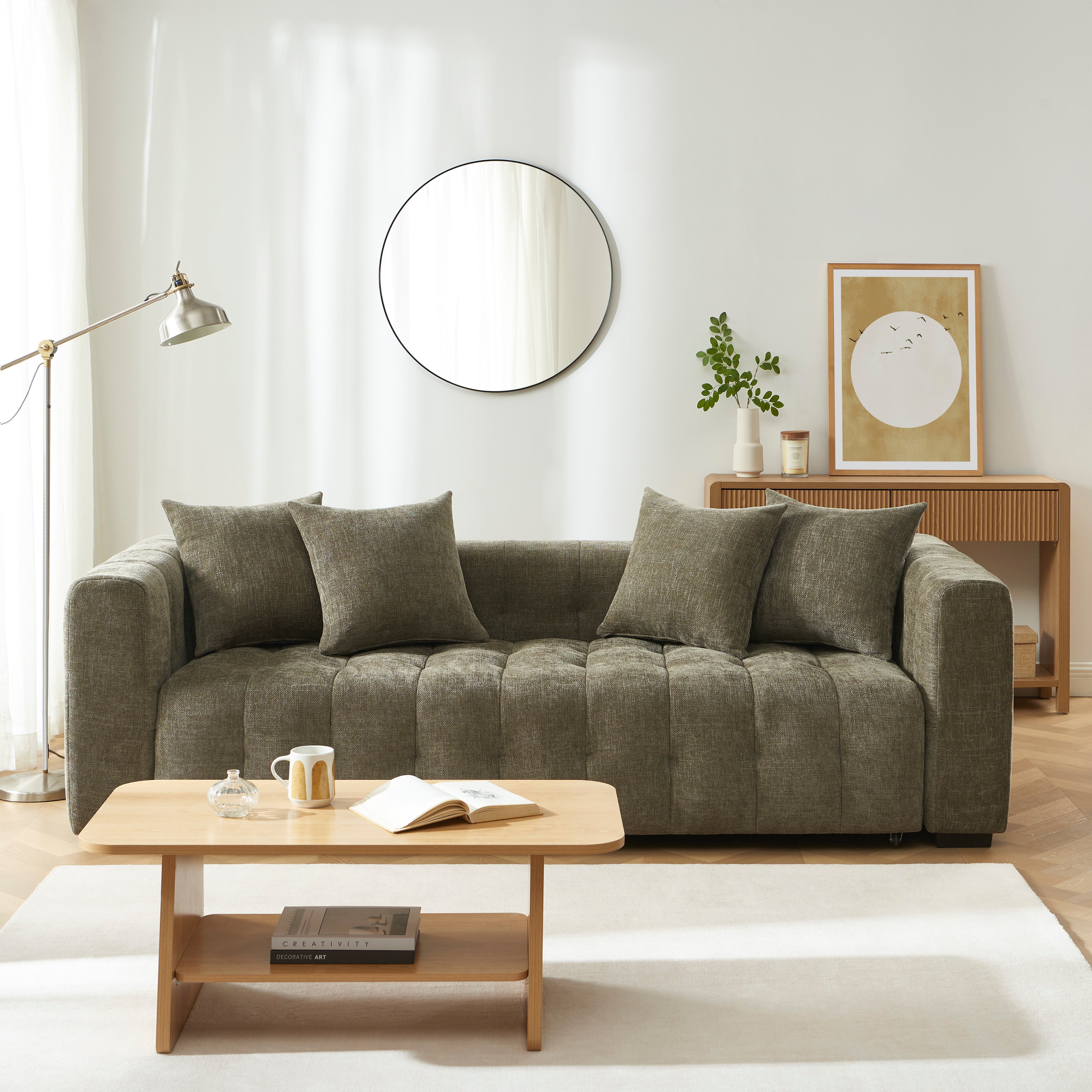 LEVIA Convertible Sleeper Sofa – Fabric 3-Seater Living Room Furniture