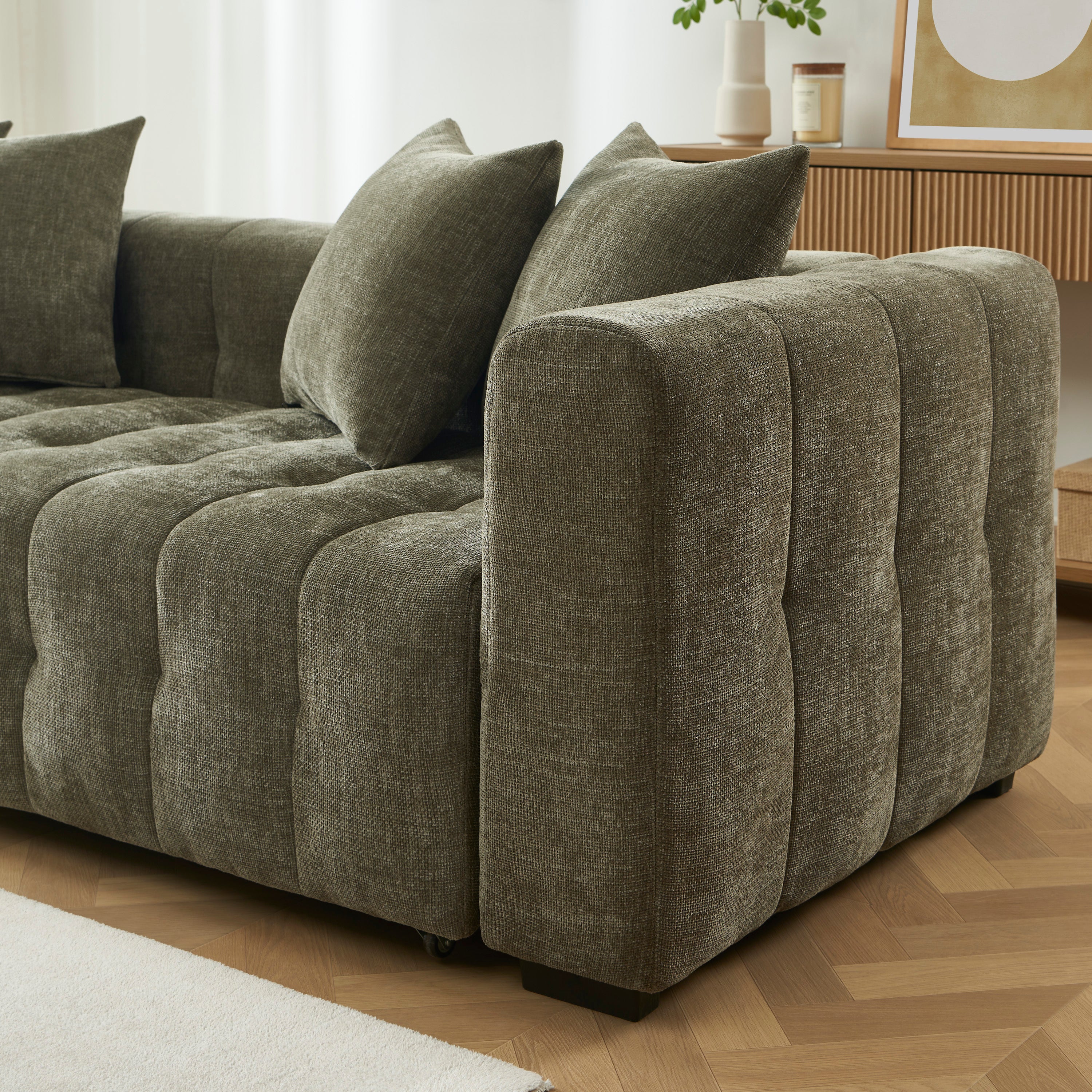 LEVIA Convertible Sleeper Sofa – Fabric 3-Seater Living Room Furniture