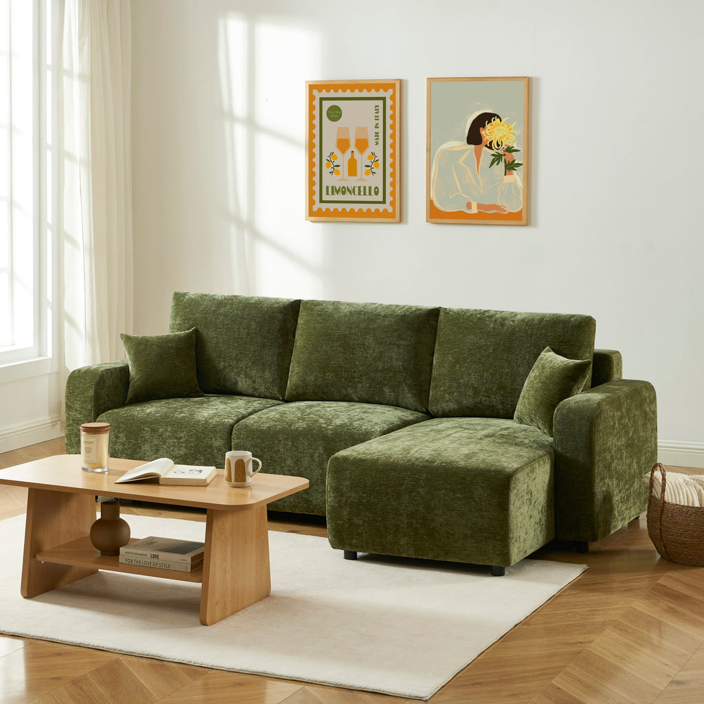 LIVIO Fabric Corner Sofa – Green