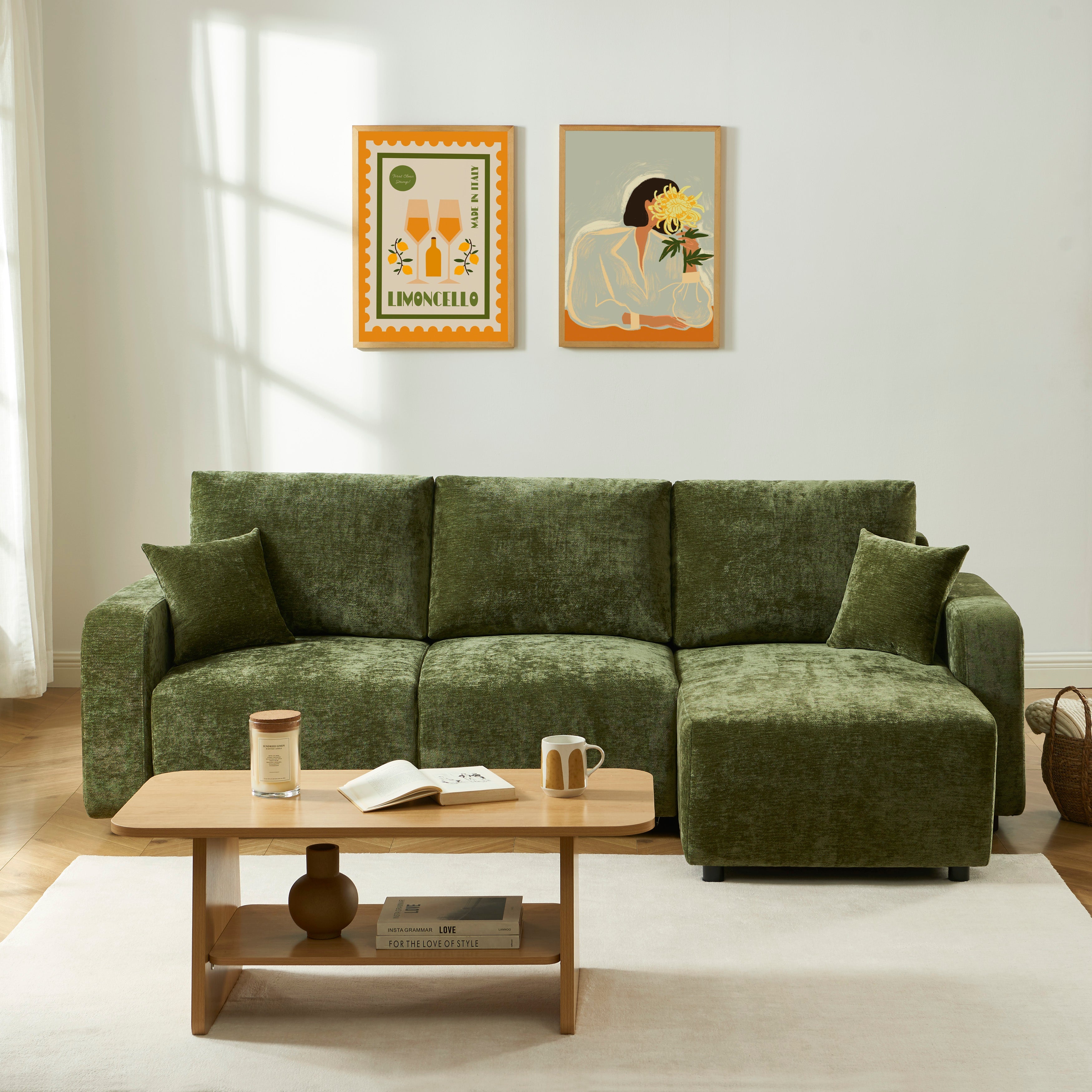 LIVIO Fabric Corner Sofa – Green