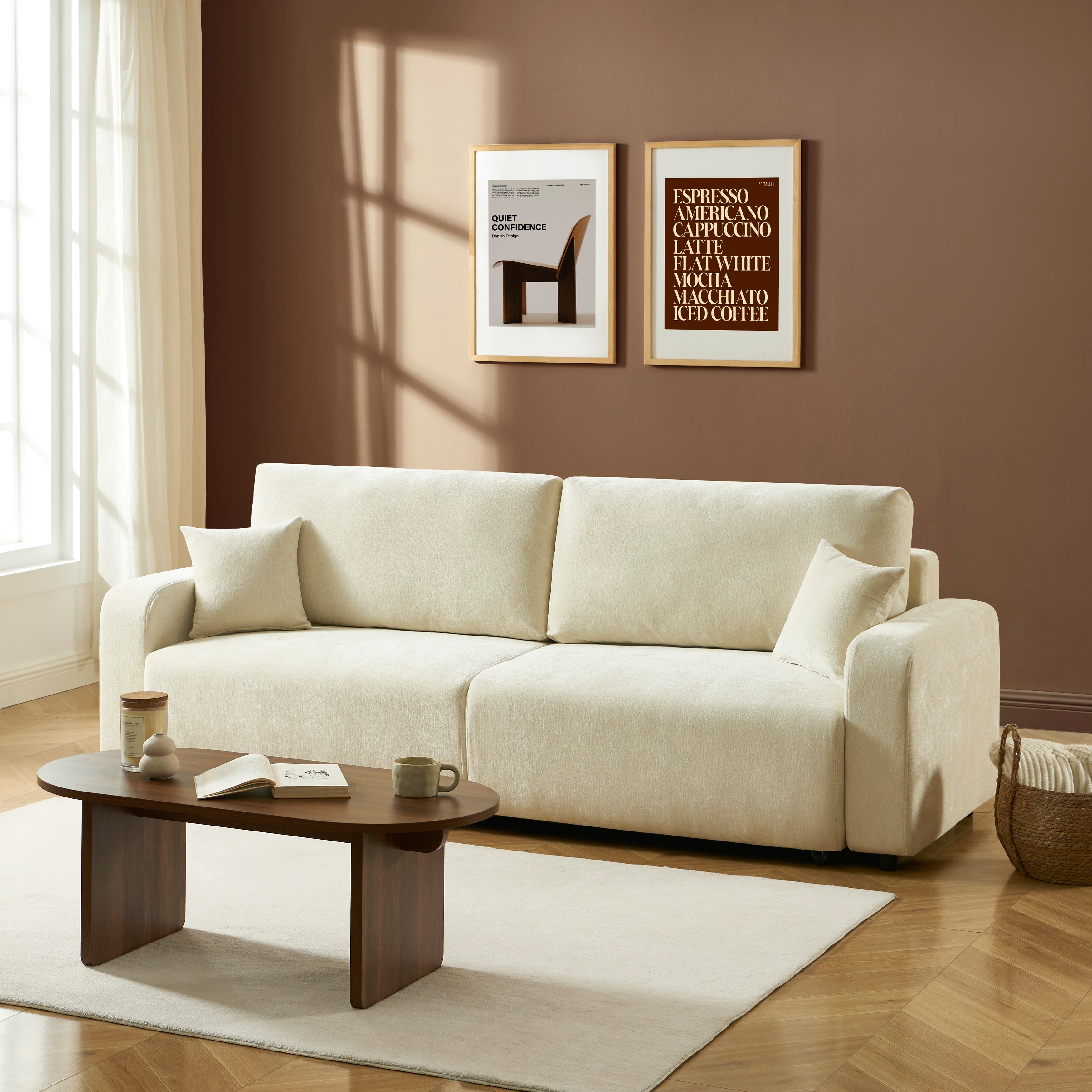 LIVIO 3-Seater Convertible Sofa – Beige