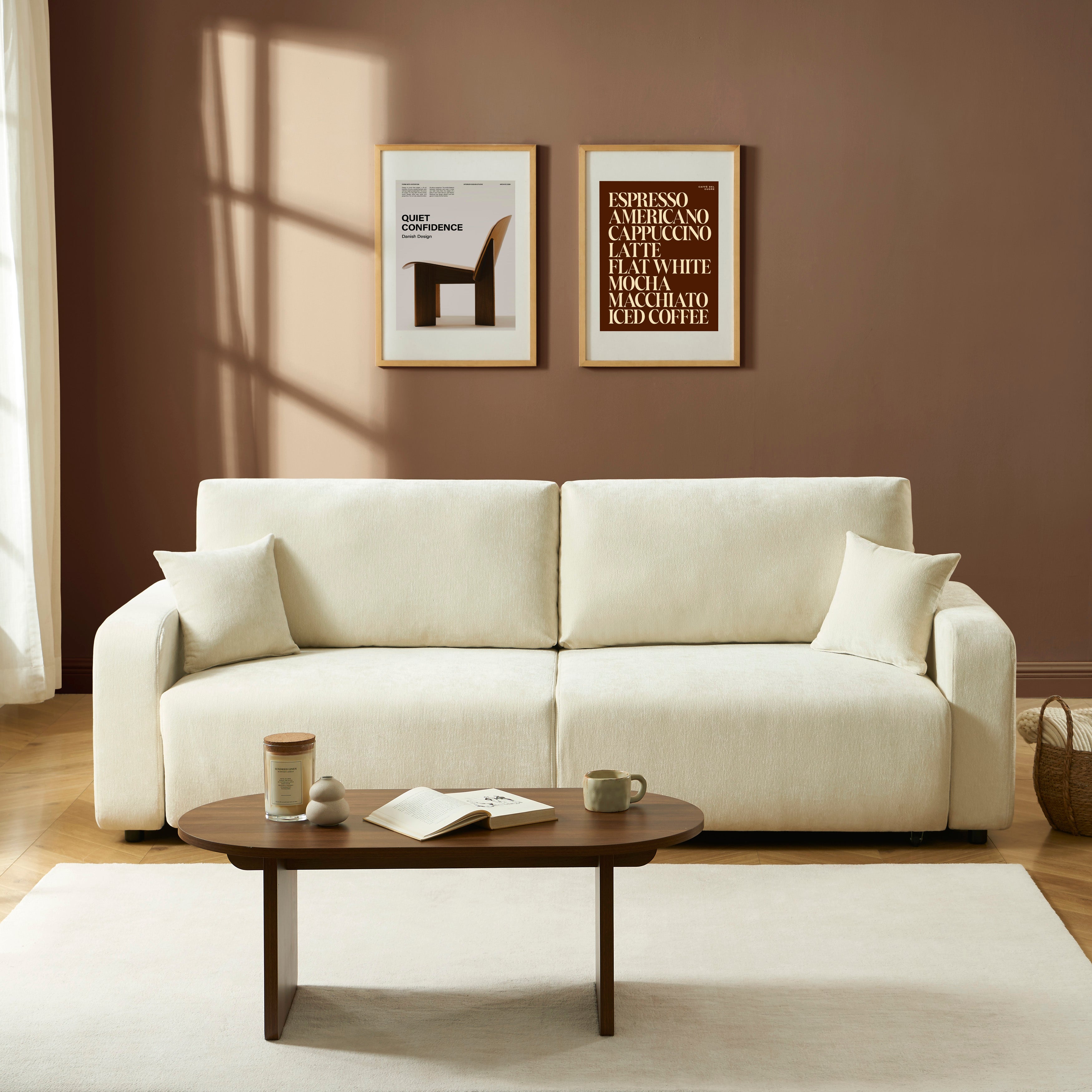 LIVIO 3-Seater Convertible Sofa – Beige