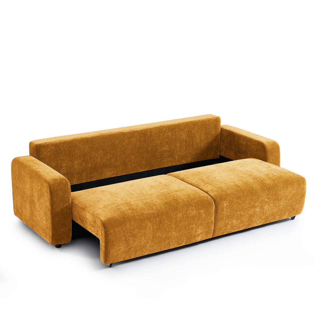LIVIO 3-Seater Convertible Sofa – Yellow Mustard