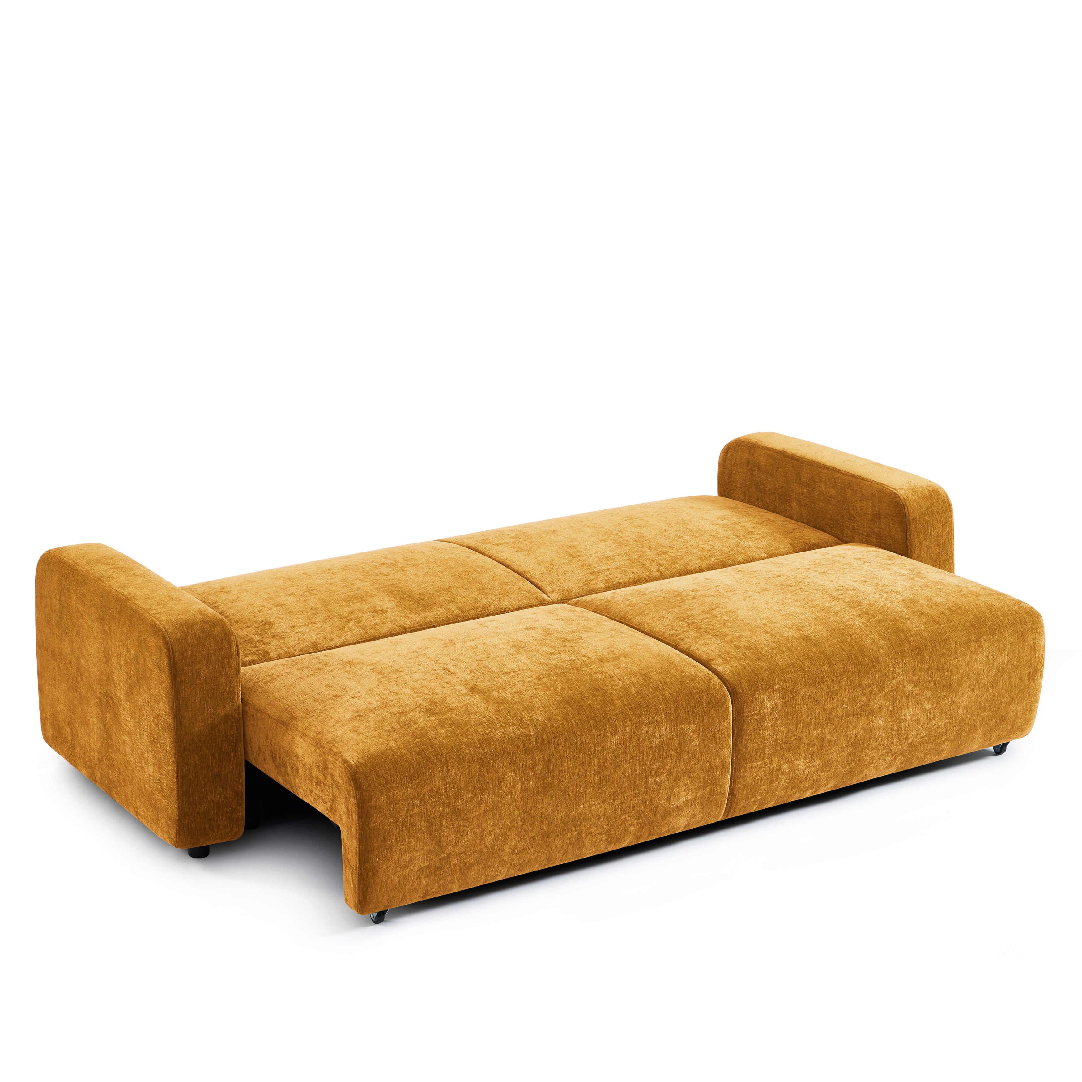 LIVIO 3-Seater Convertible Sofa – Yellow Mustard