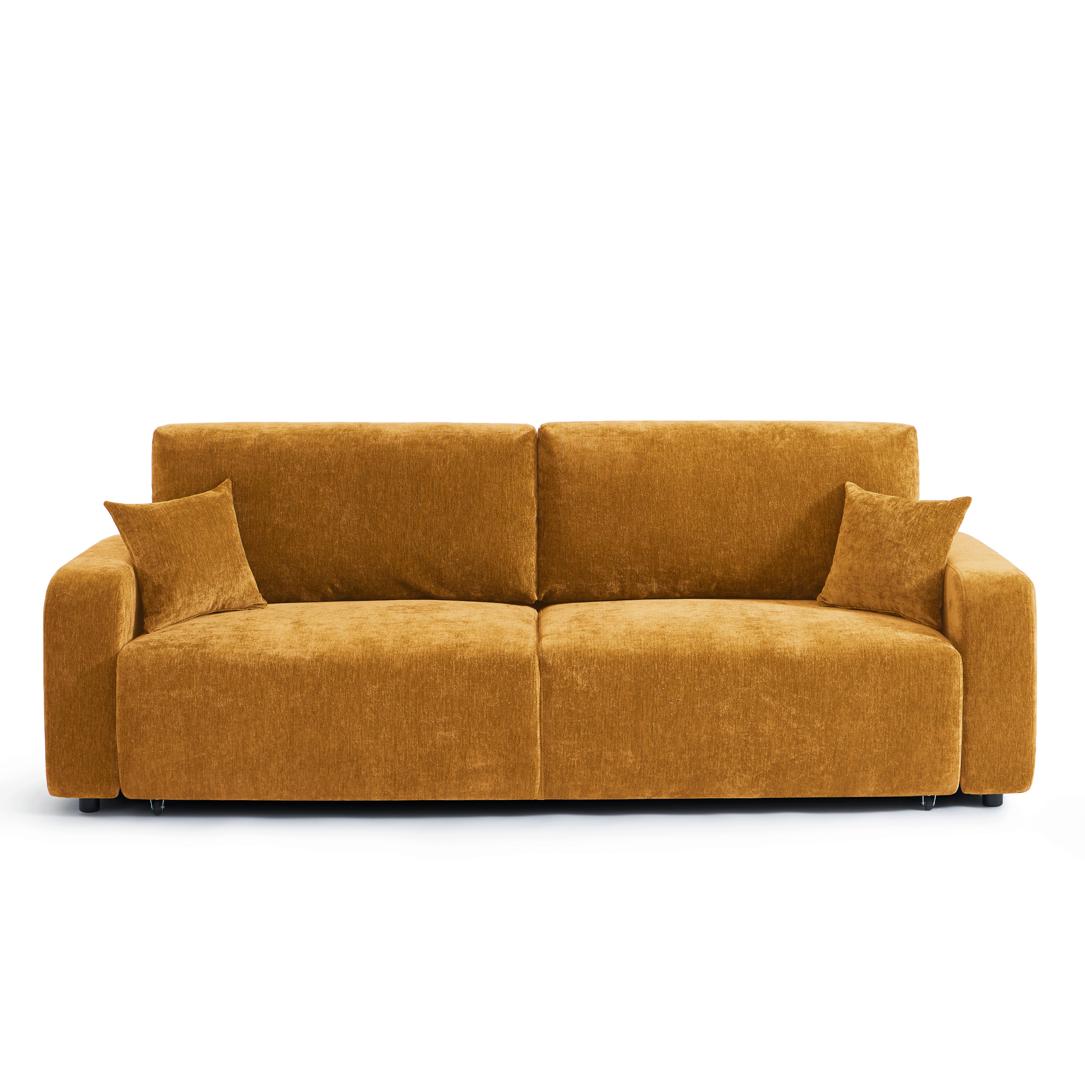 LIVIO 3-Seater Convertible Sofa – Yellow Mustard