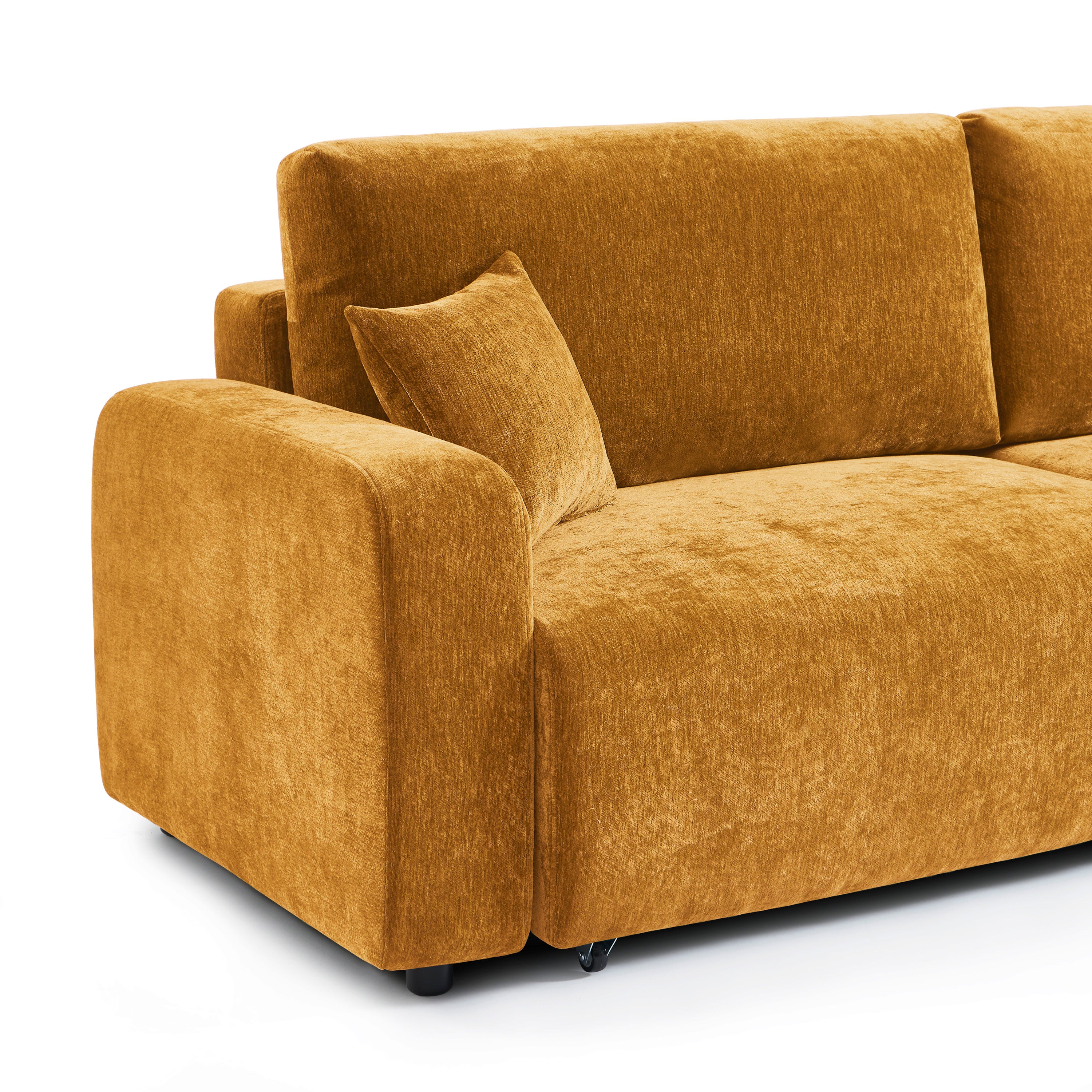 LIVIO 3-Seater Convertible Sofa – Yellow Mustard