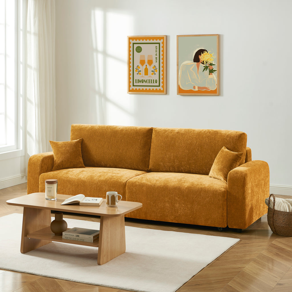 LIVIO 3-Seater Convertible Sofa – Yellow Mustard