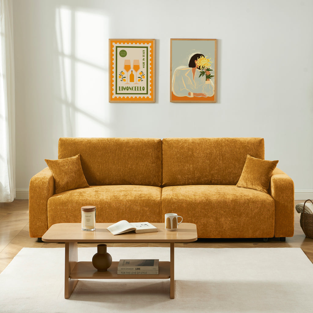 LIVIO 3-Seater Convertible Sofa – Yellow Mustard