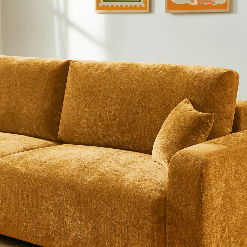 LIVIO 3-Seater Convertible Sofa – Yellow Mustard