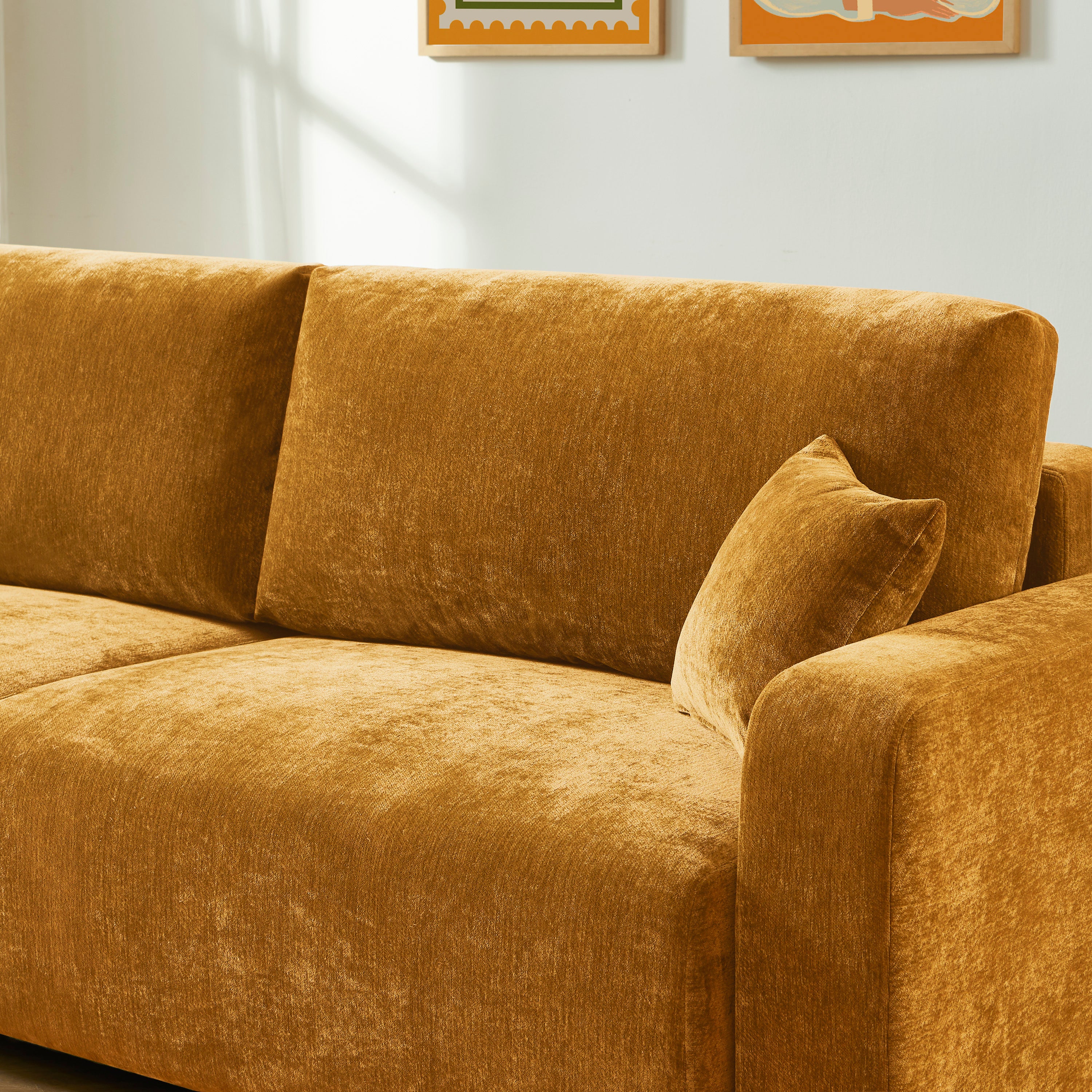 LIVIO 3-Seater Convertible Sofa – Yellow Mustard