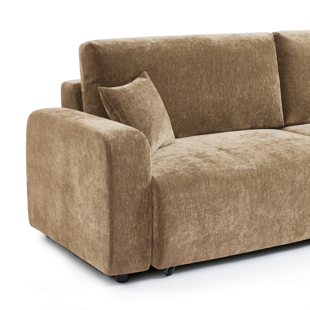 LIVIO 3-Seater Convertible Sofa – Brown