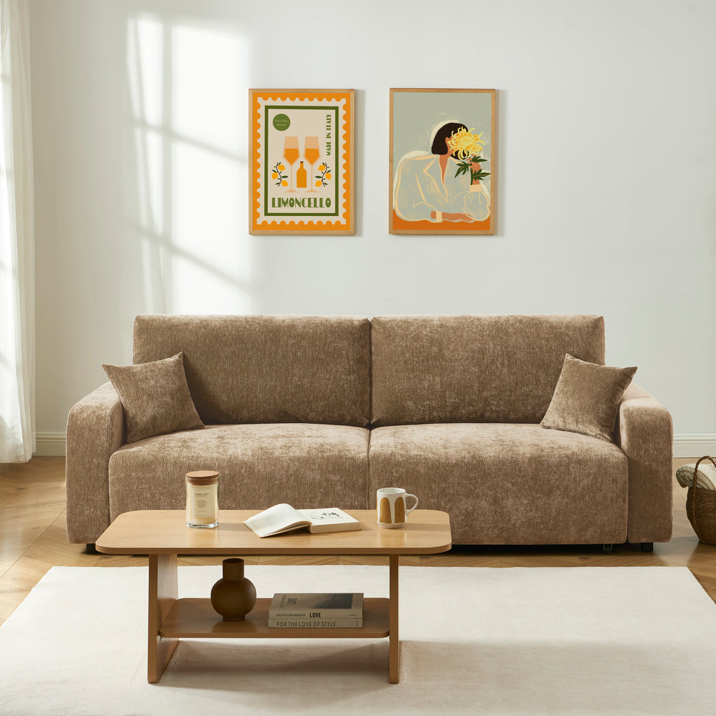 LIVIO 3-Seater Convertible Sofa – Brown