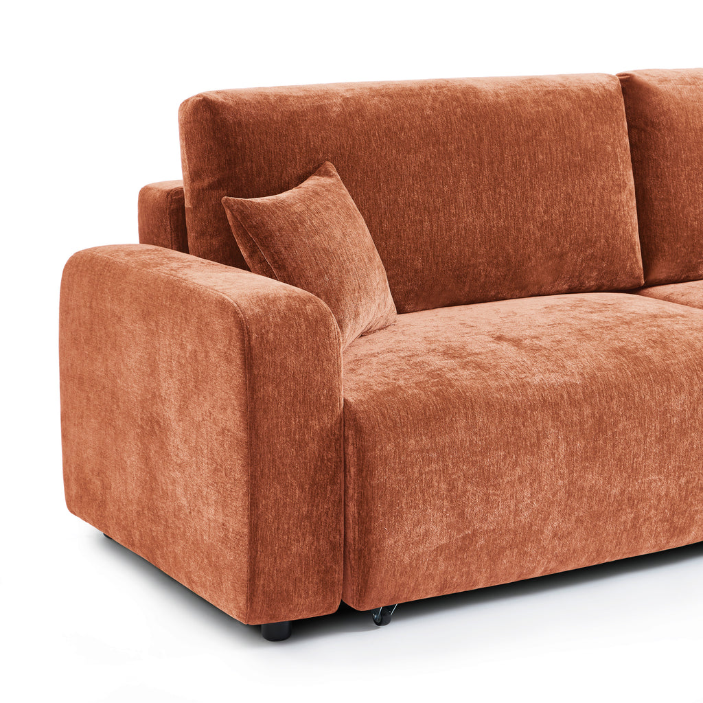 LIVIO 3-Seater Convertible Sofa – Terracotta