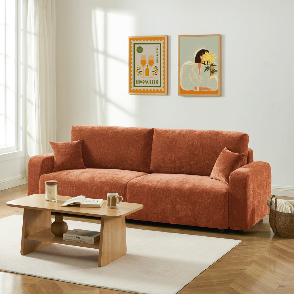 LIVIO 3-Seater Convertible Sofa – Terracotta