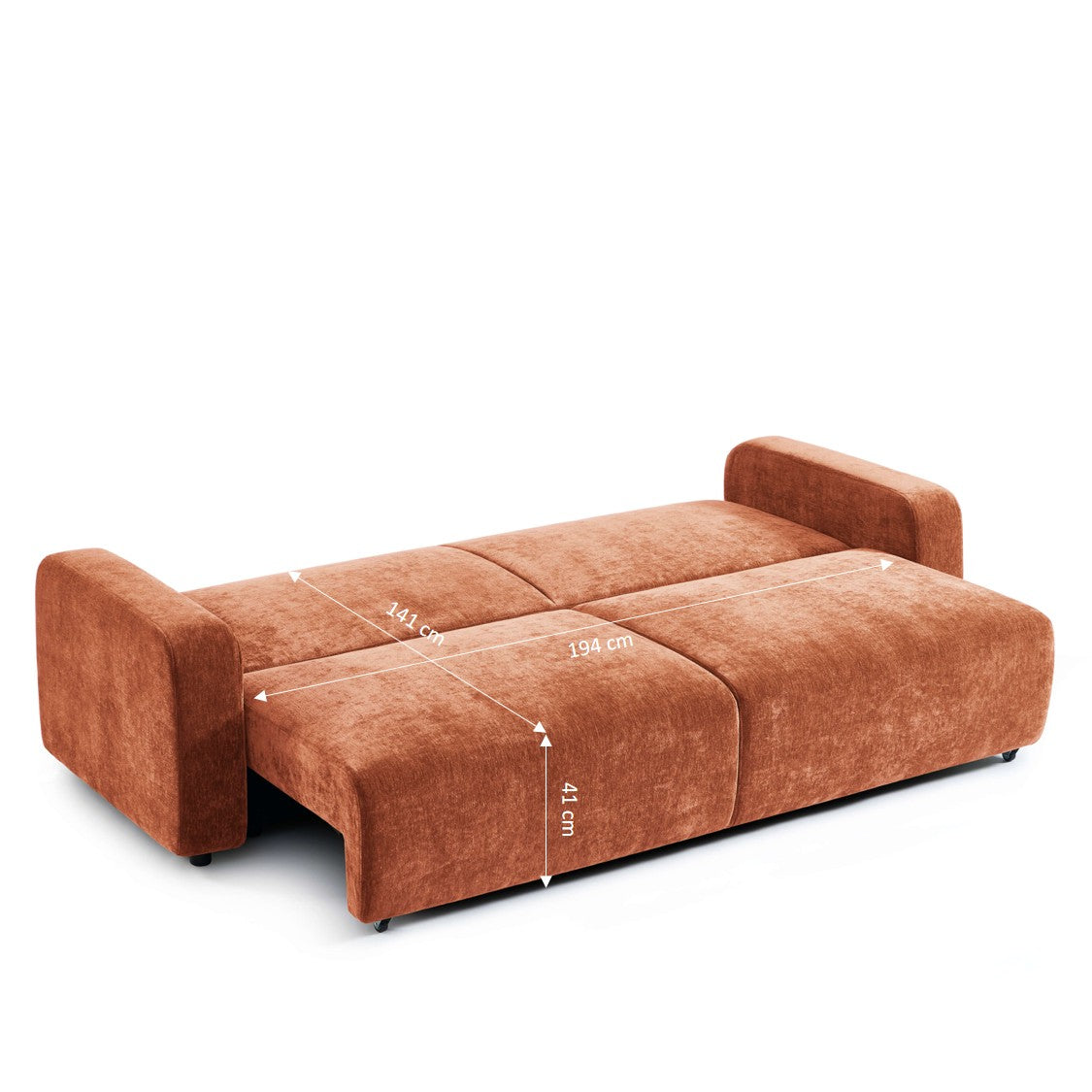 LIVIO 3-Seater Convertible Sofa – Terracotta