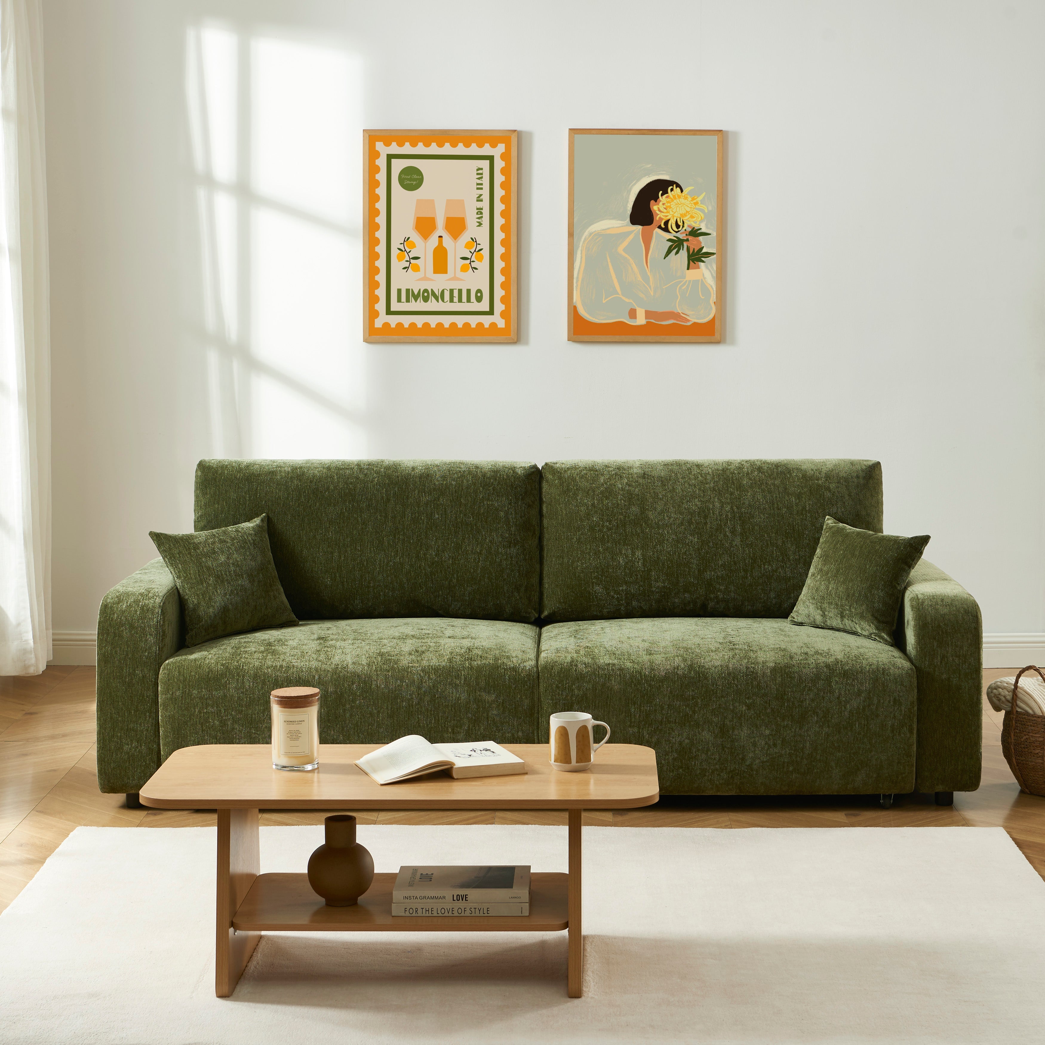 LIVIO Fabric Straight Sofa – Green