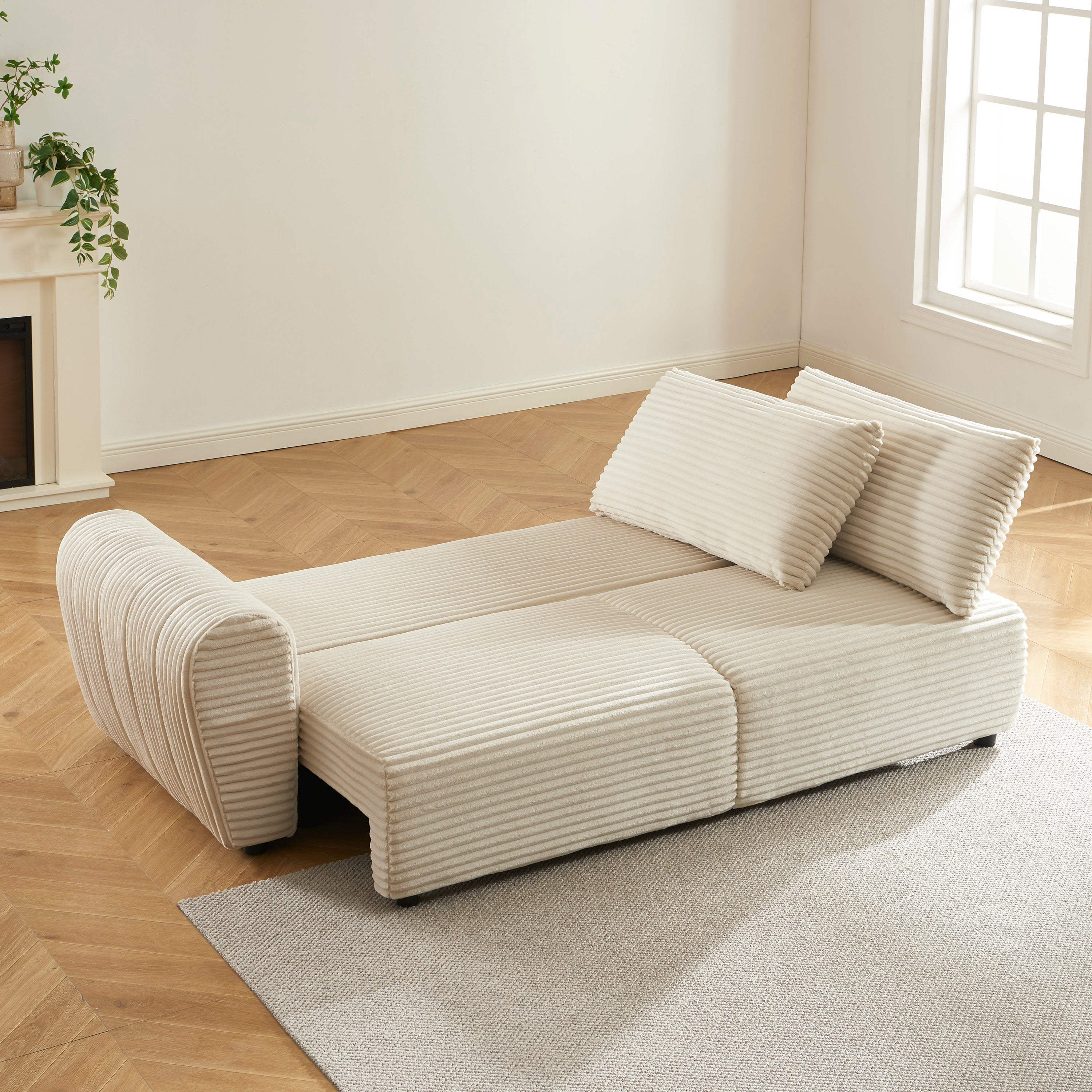 LOIC Fabric Straight Sofa – Beige
