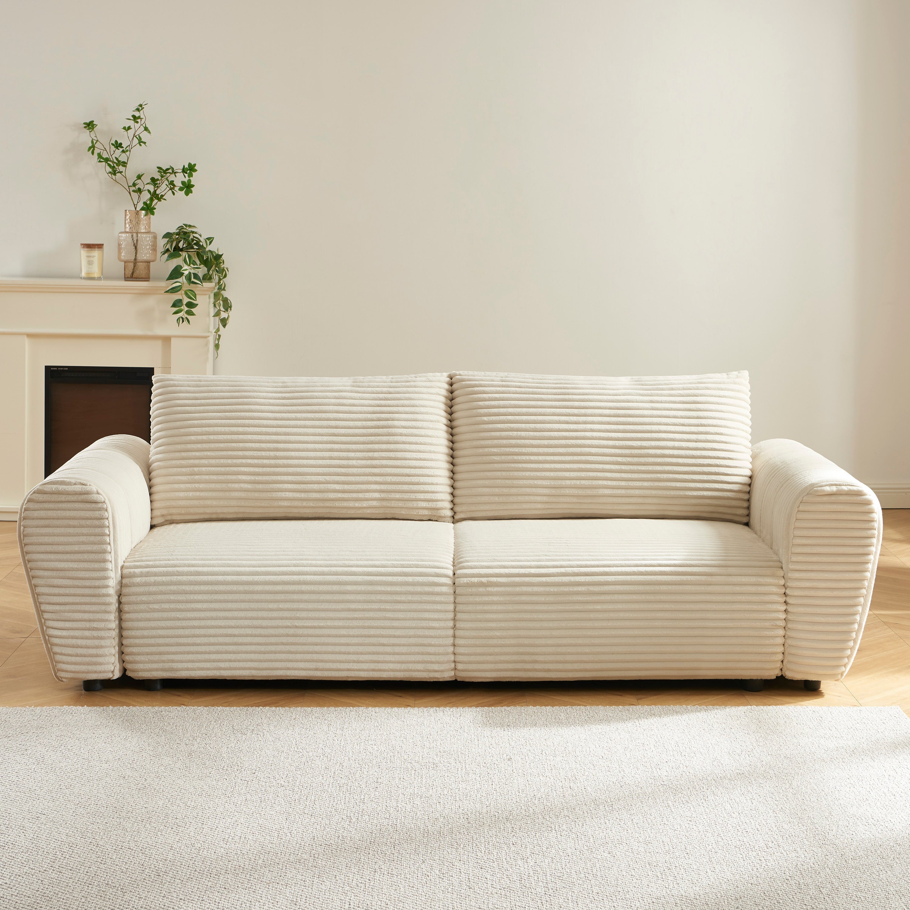 LOIC Fabric Straight Sofa – Beige