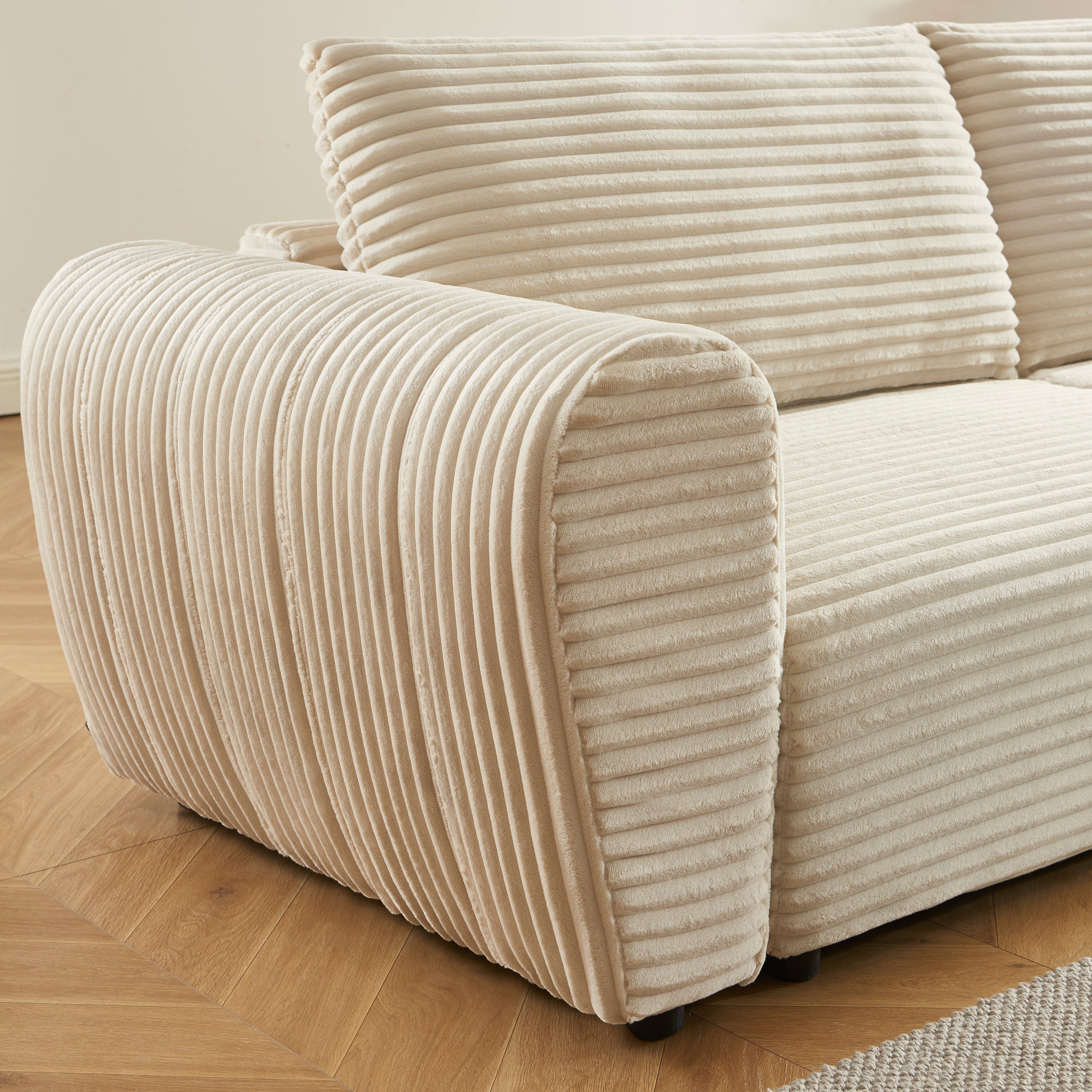 LOIC Fabric Straight Sofa – Beige