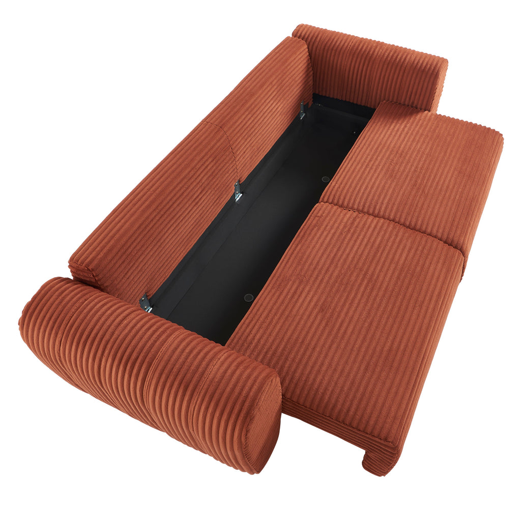 LOIC 3-Seater Convertible Sofa - Terracotta
