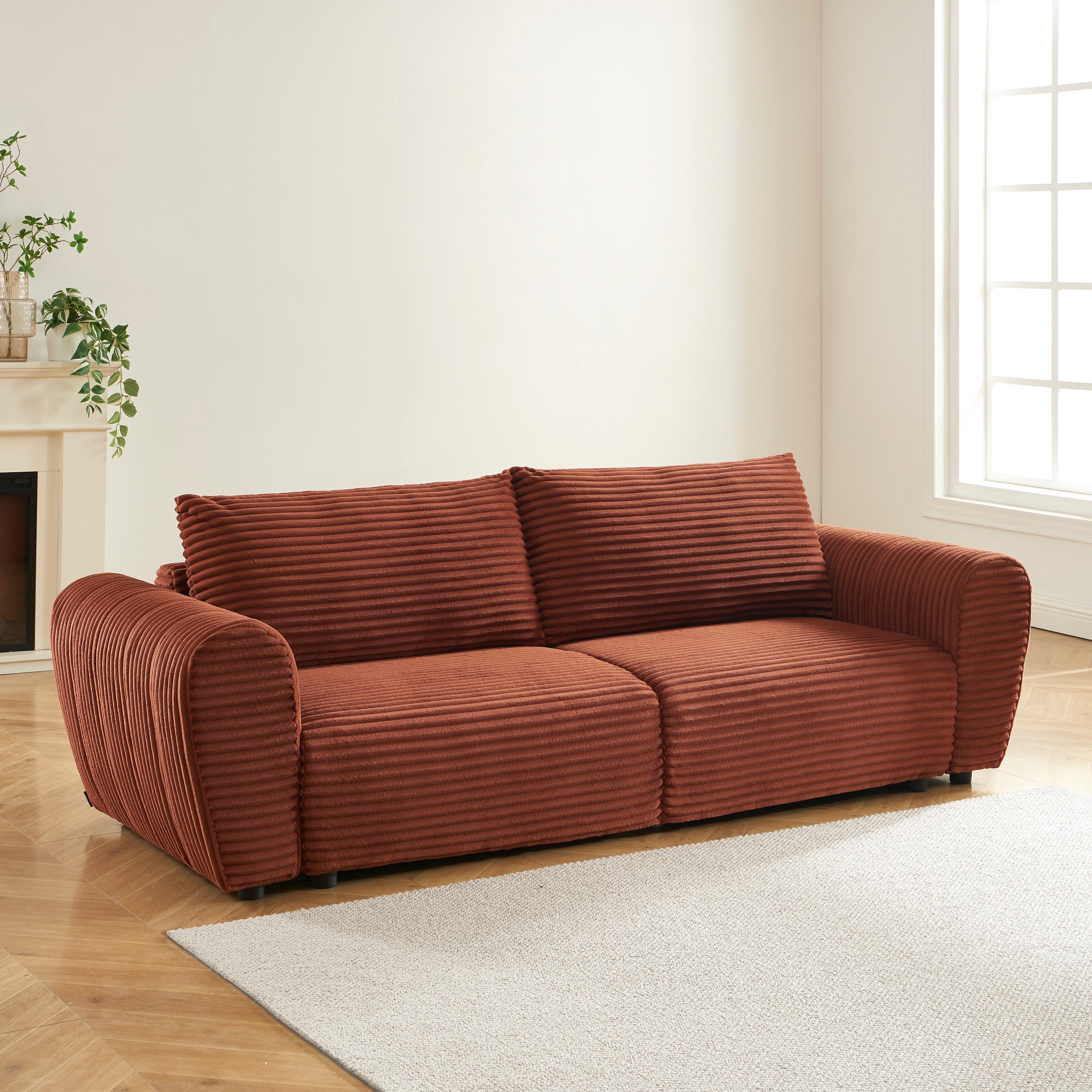 LOIC 3-Seater Convertible Sofa - Terracotta