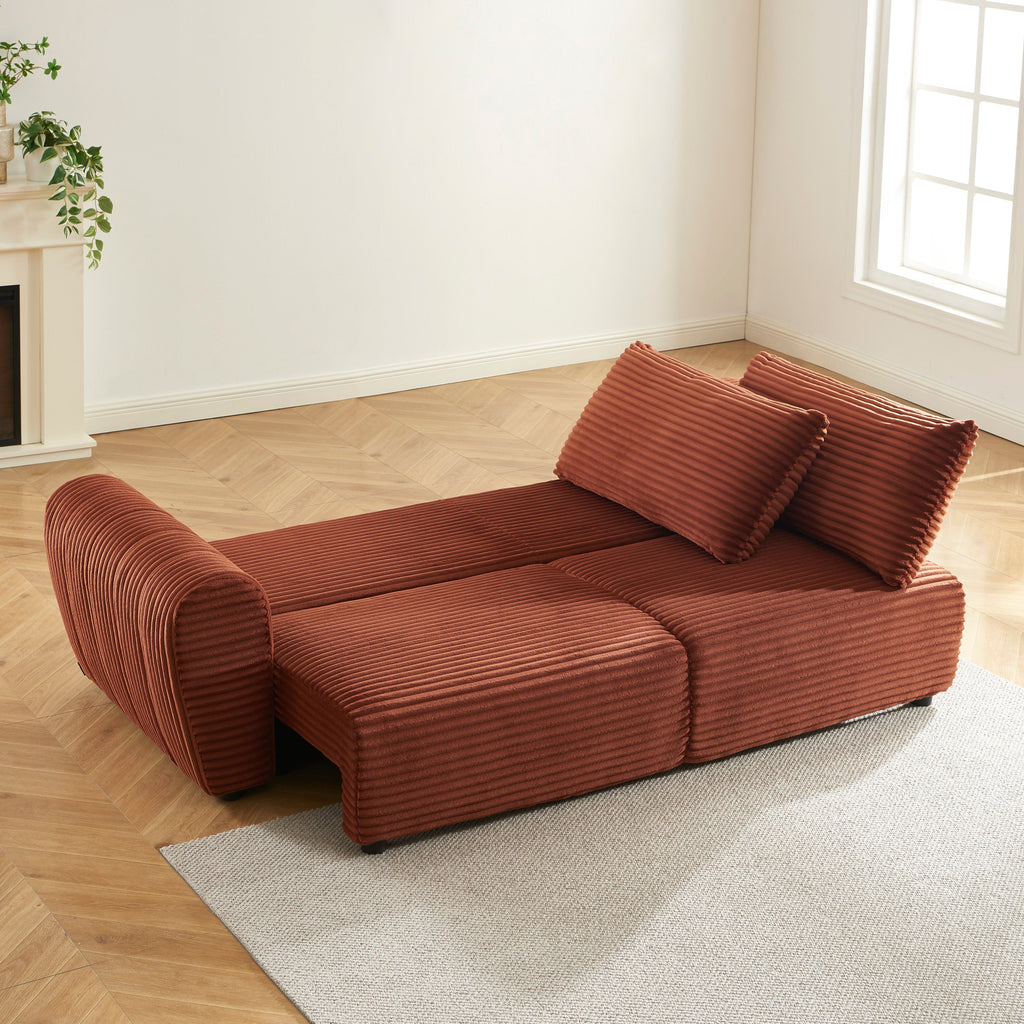 LOIC 3-Seater Convertible Sofa - Terracotta