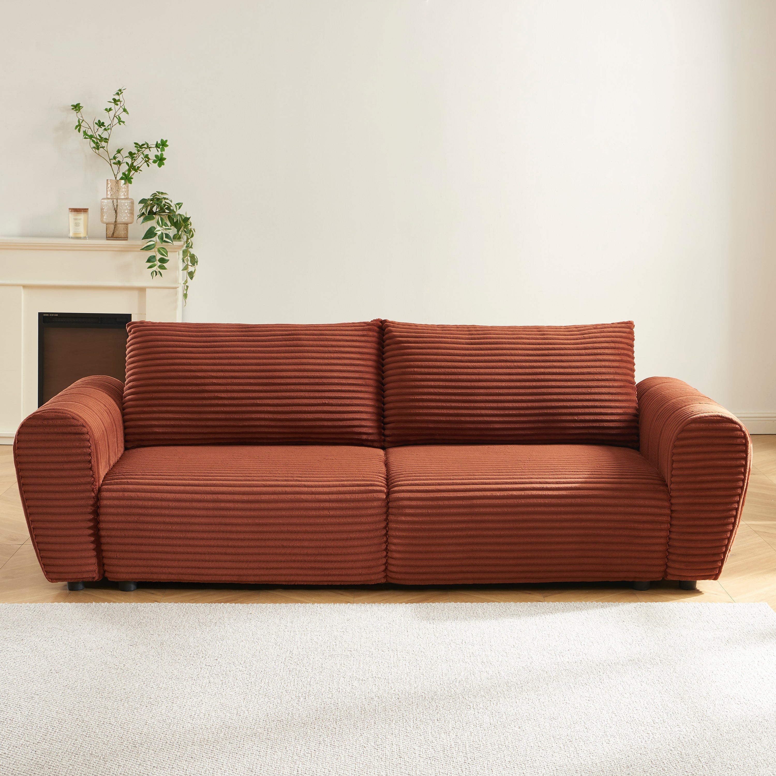 LOIC 3-Seater Convertible Sofa - Terracotta