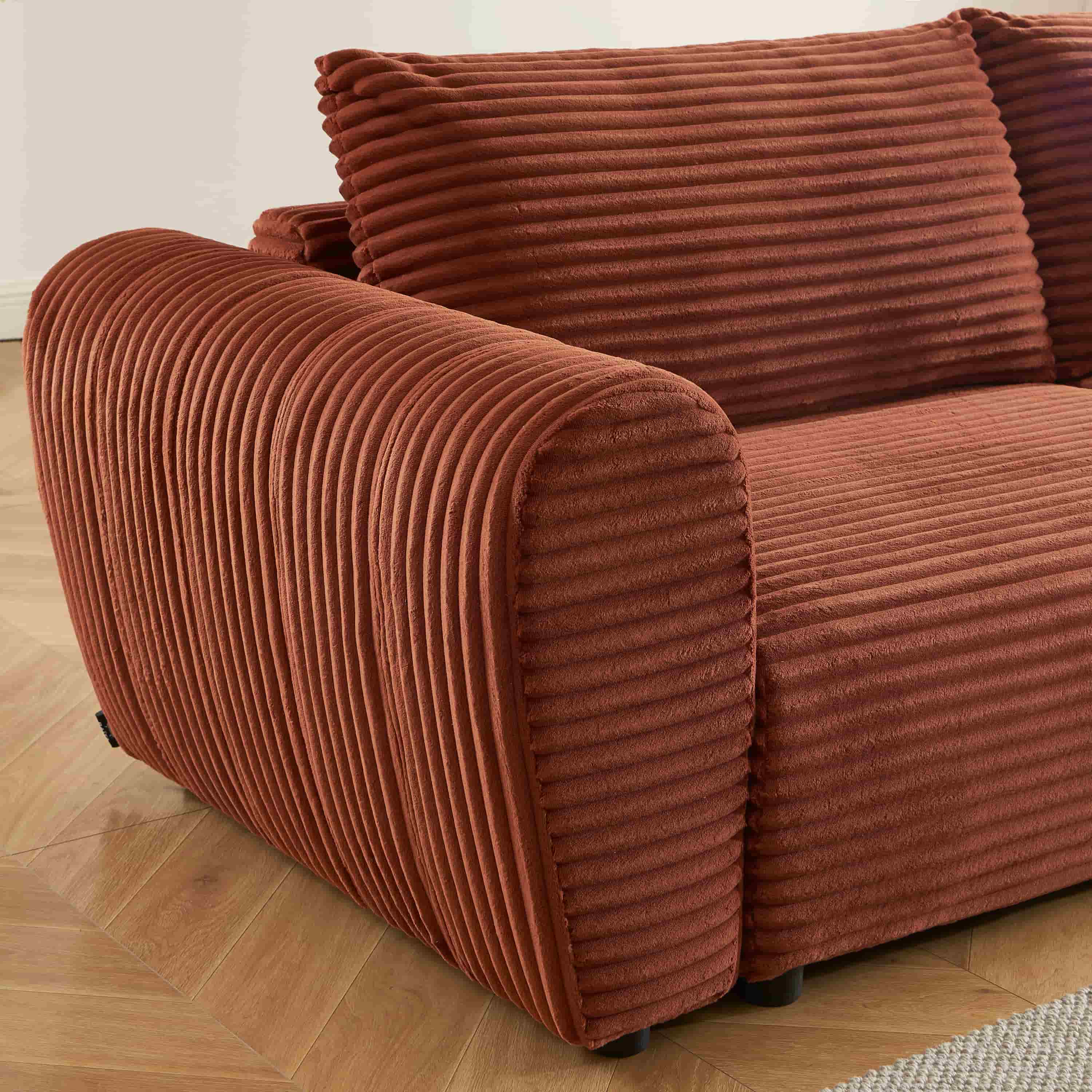 LOIC 3-Seater Convertible Sofa - Terracotta