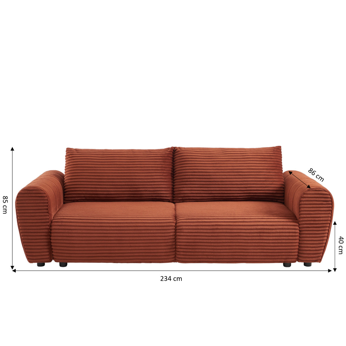 LOIC 3-Seater Convertible Sofa - Terracotta
