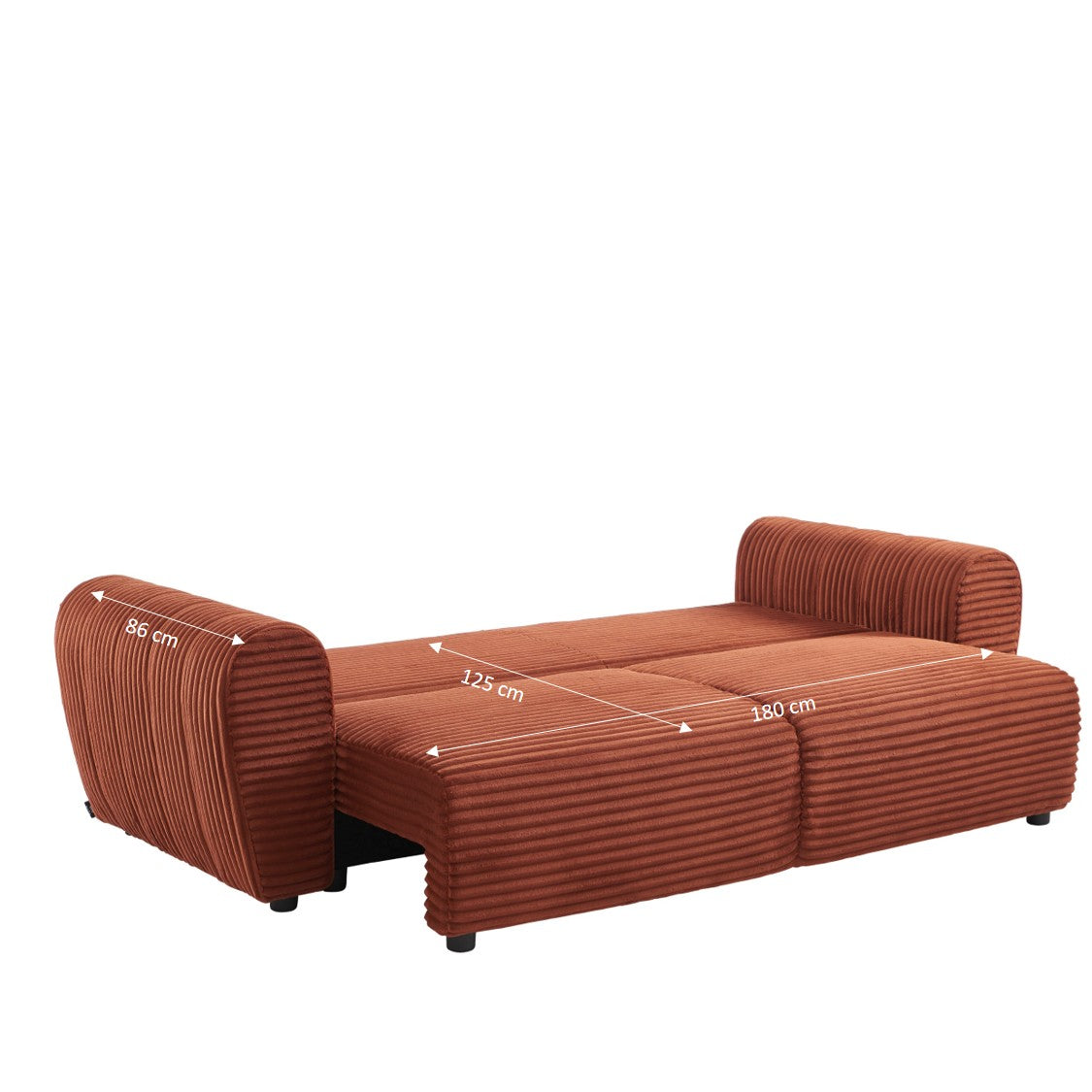 LOIC 3-Seater Convertible Sofa - Terracotta