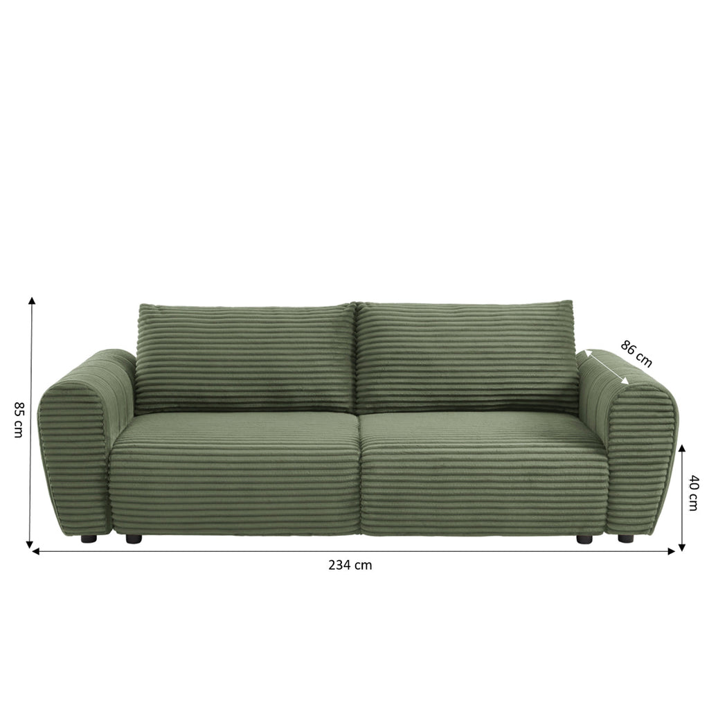 LOIC 3-Seater Convertible Sofa - Green