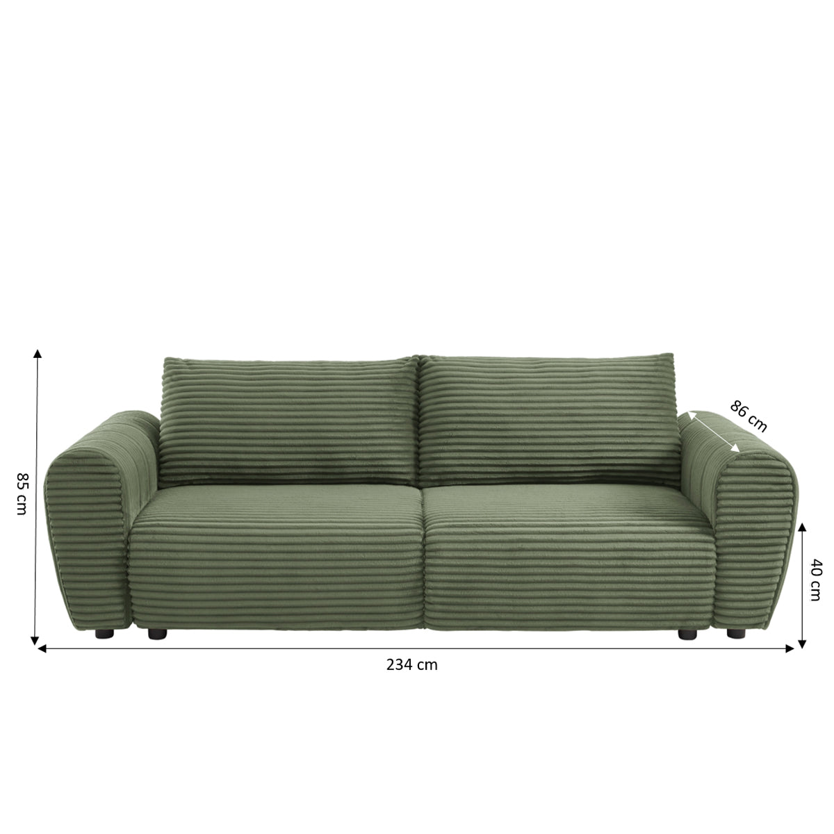 LOIC 3-Seater Convertible Sofa - Green